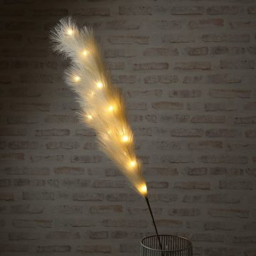 MARELIDA LED-Leuchtzweig LED Federbüschel Pampasgras Dekozweig Leuchtzweig 118cm weiß, 15-flammig