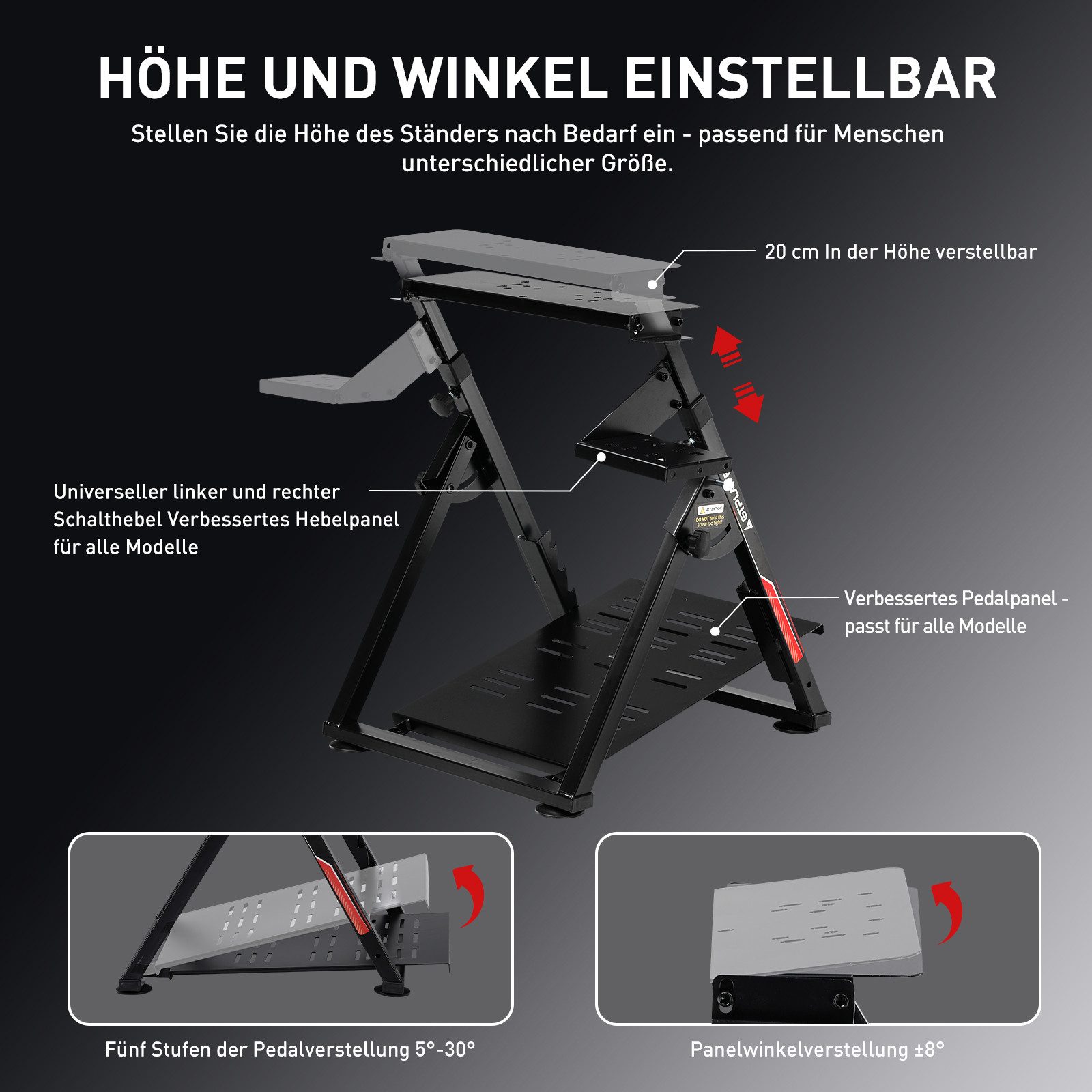 GTPLAYER Lenkradständer Lenkrad Gaming Wheel Stand für Logitech Controller (Neigungsverstellbares Gestell PS4 Xbox PC PS5)