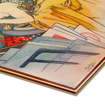 Posterlounge Acrylglasbild Alfons Mucha, Frau mit Bildersammlung, Büro Malerei