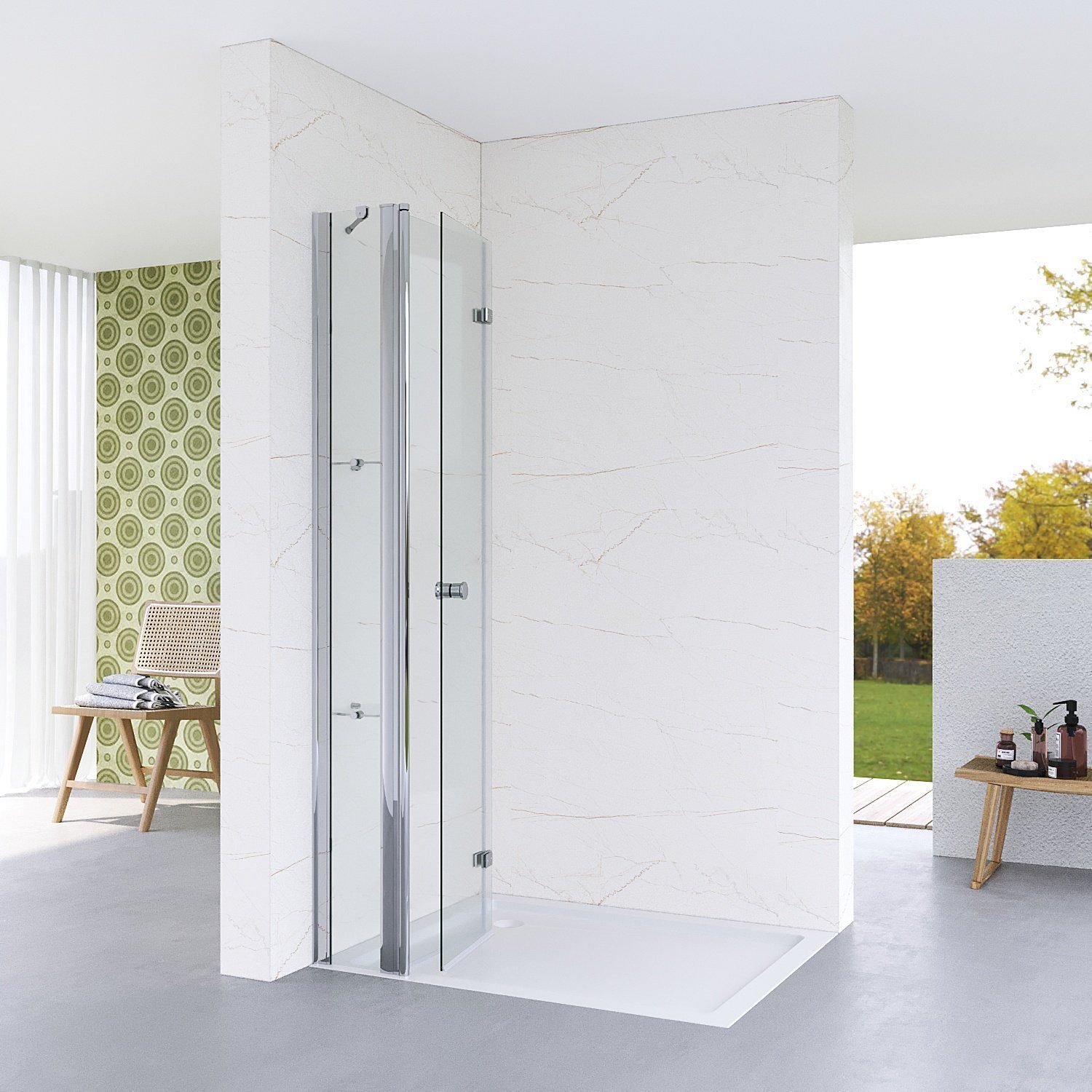 AQUABATOS Walk-in-Dusche Duschabtrennung faltbar Dusche 85 90 95 105 115 135cm Walkin Duschwand, Einscheiben-Sicherheitsglas (ESG) 5 mm