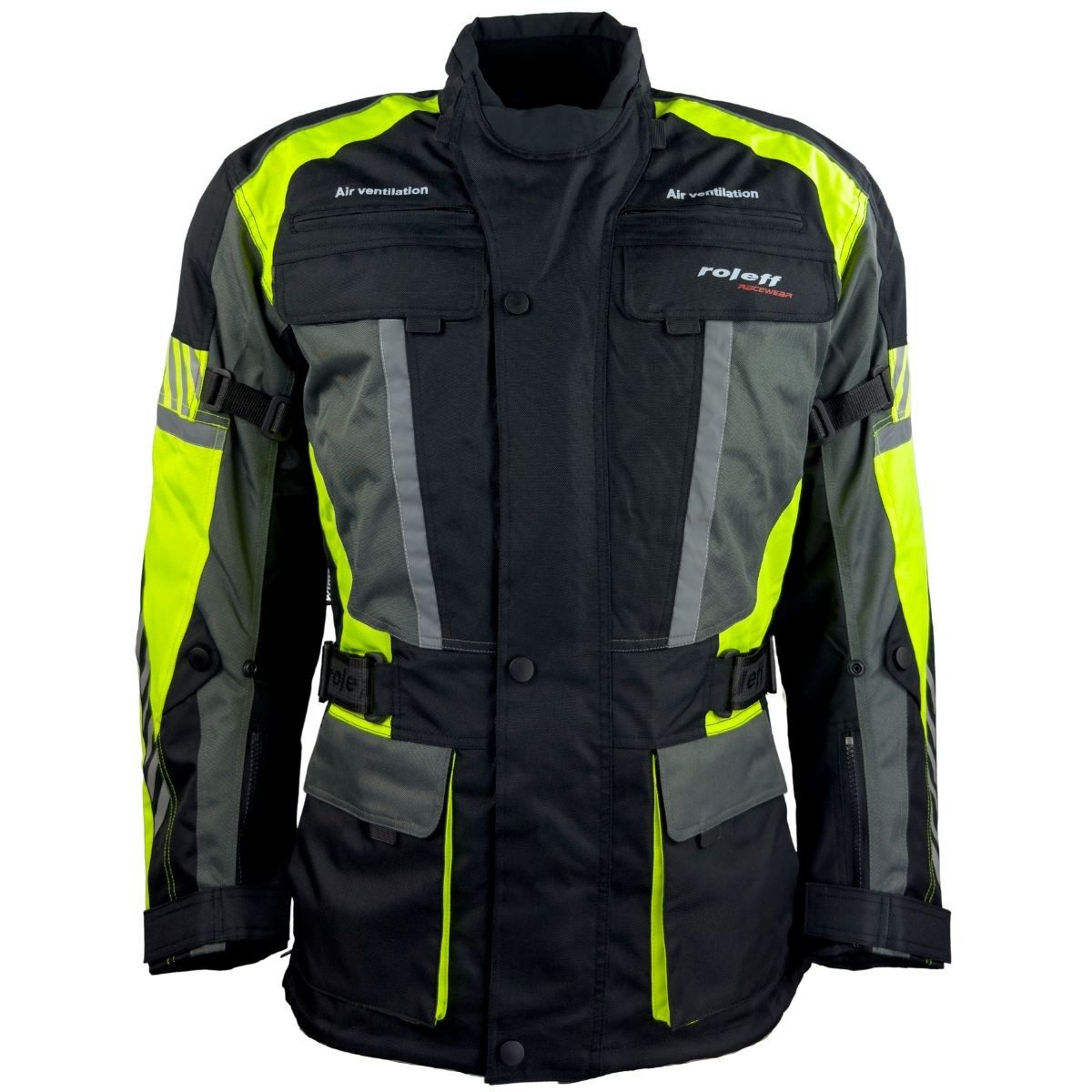 roleff Motorradjacke RO16013- Schwarz/Neongelb, wasserdicht, atmungsaktiv günstig online kaufen