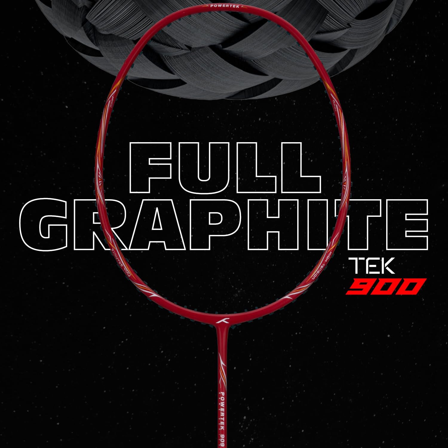 hundred Badmintonschläger POWERTEK 909, (Maximale Saitenspannung - 26lbs, Badmintonschläger mit Hülle), Federballschläger Graphit Leichtgewicht Profi Squash