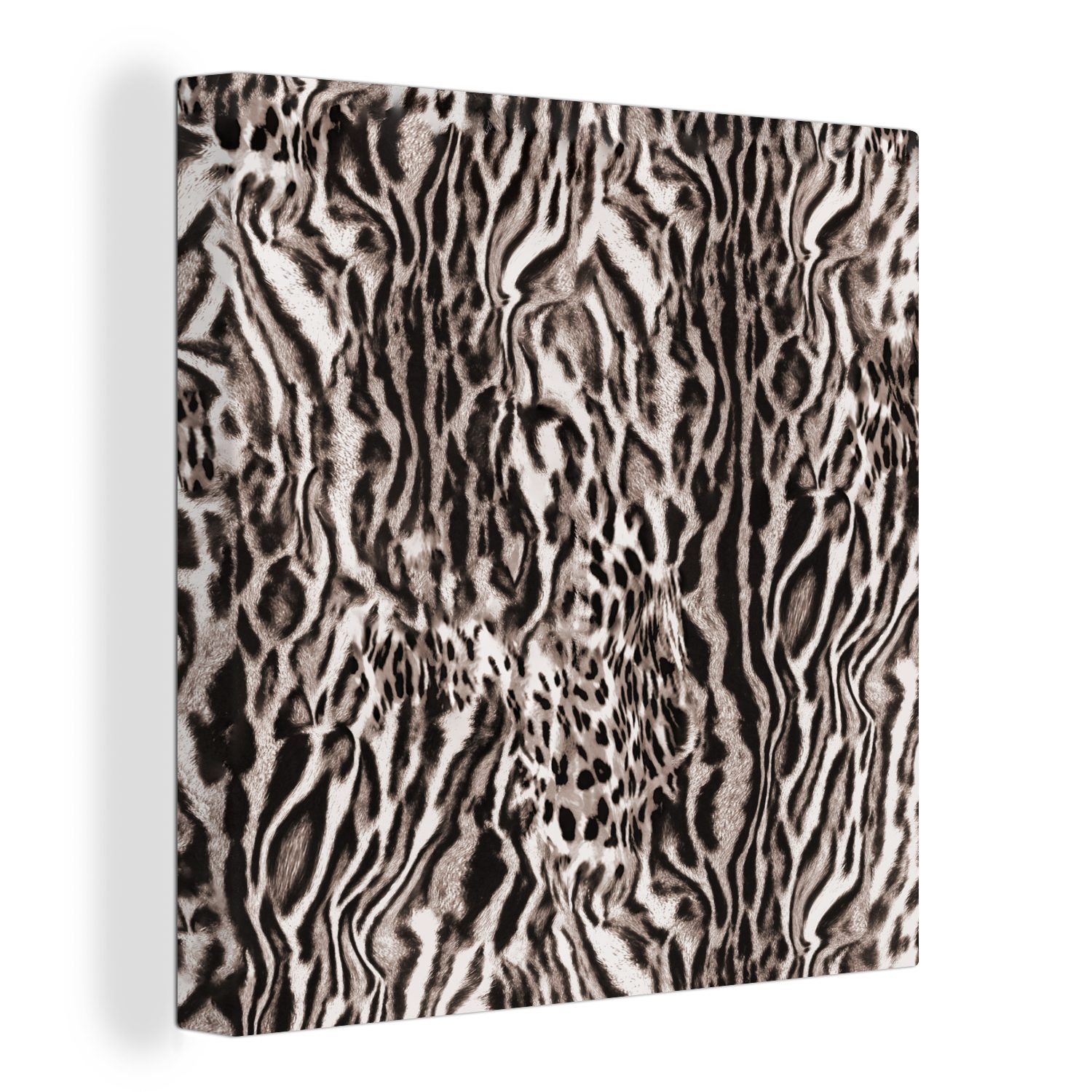 OneMillionCanvasses® Leinwandbild Panther Druck - Formen - Braun, (1 St), Leinwand Bilder für Wohnzimmer Schlafzimmer