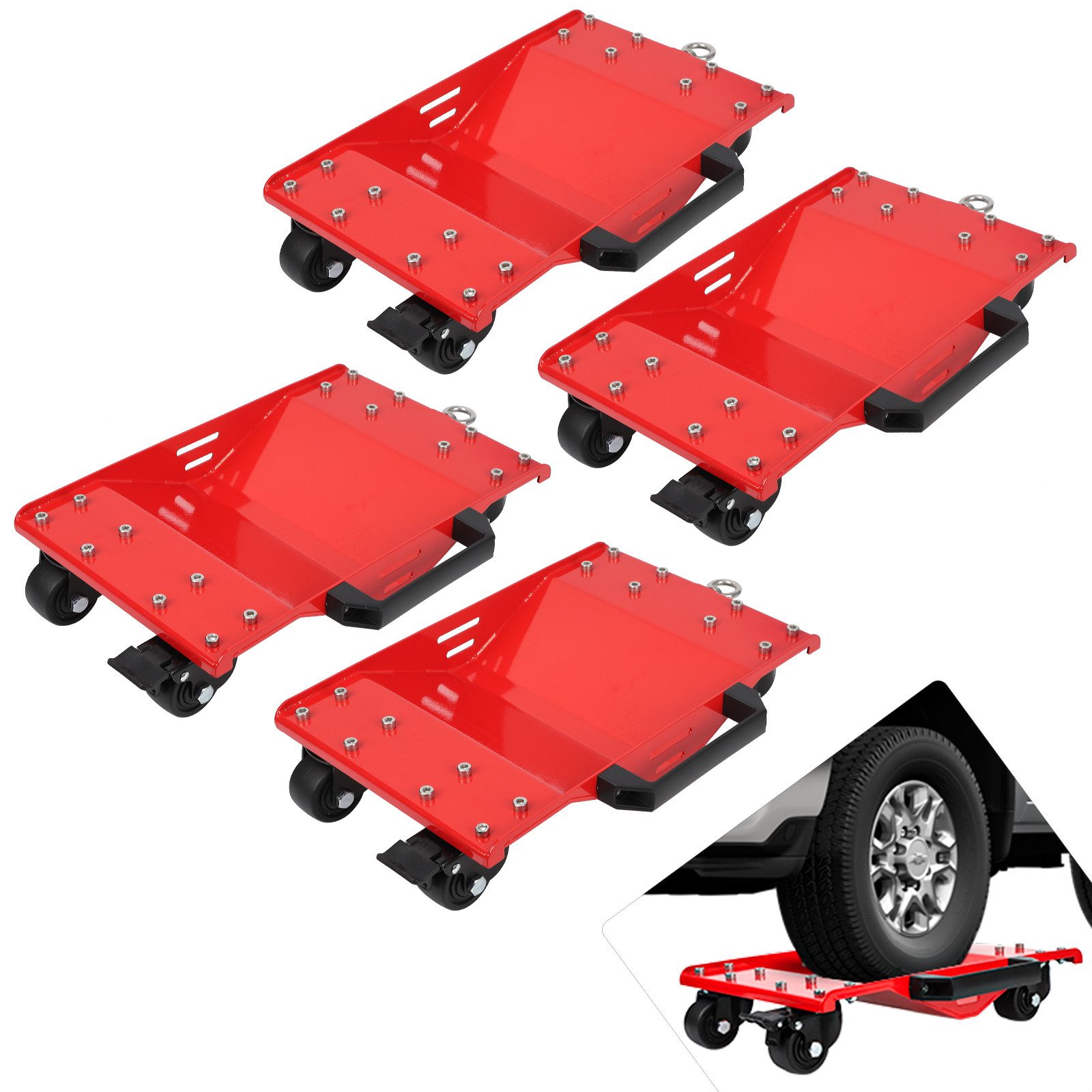 GarveeMore Hubwagen, (4 St), Auto Dolly Abschlepphaken 8000LBS Seitenleiste Griffe