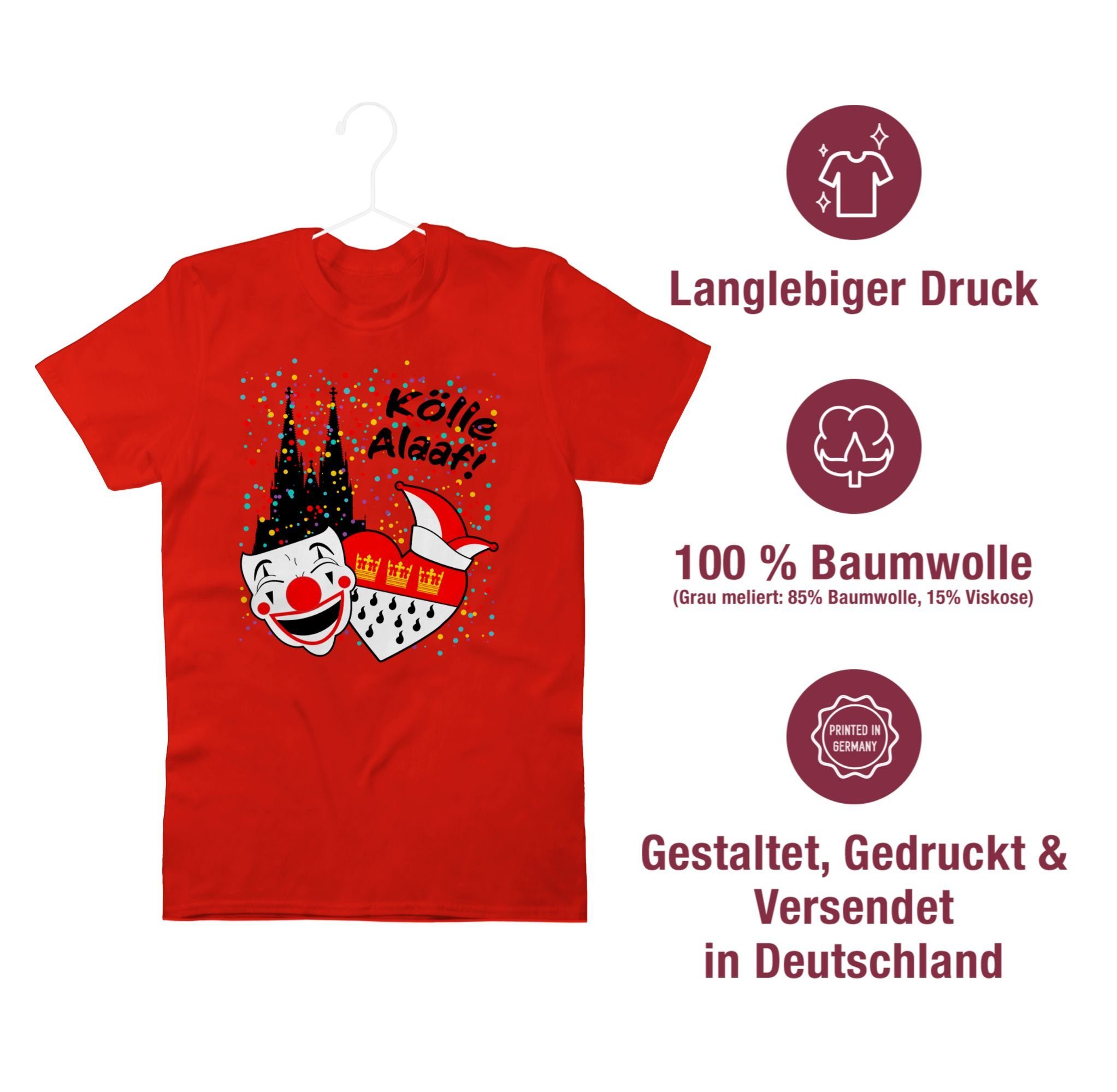 Shirtracer T-Shirt Kölle Alaaf Kostüm Köln Karneval Wappen I Jeck Rut Wiees I Narren I Kö Karneval & Fasching