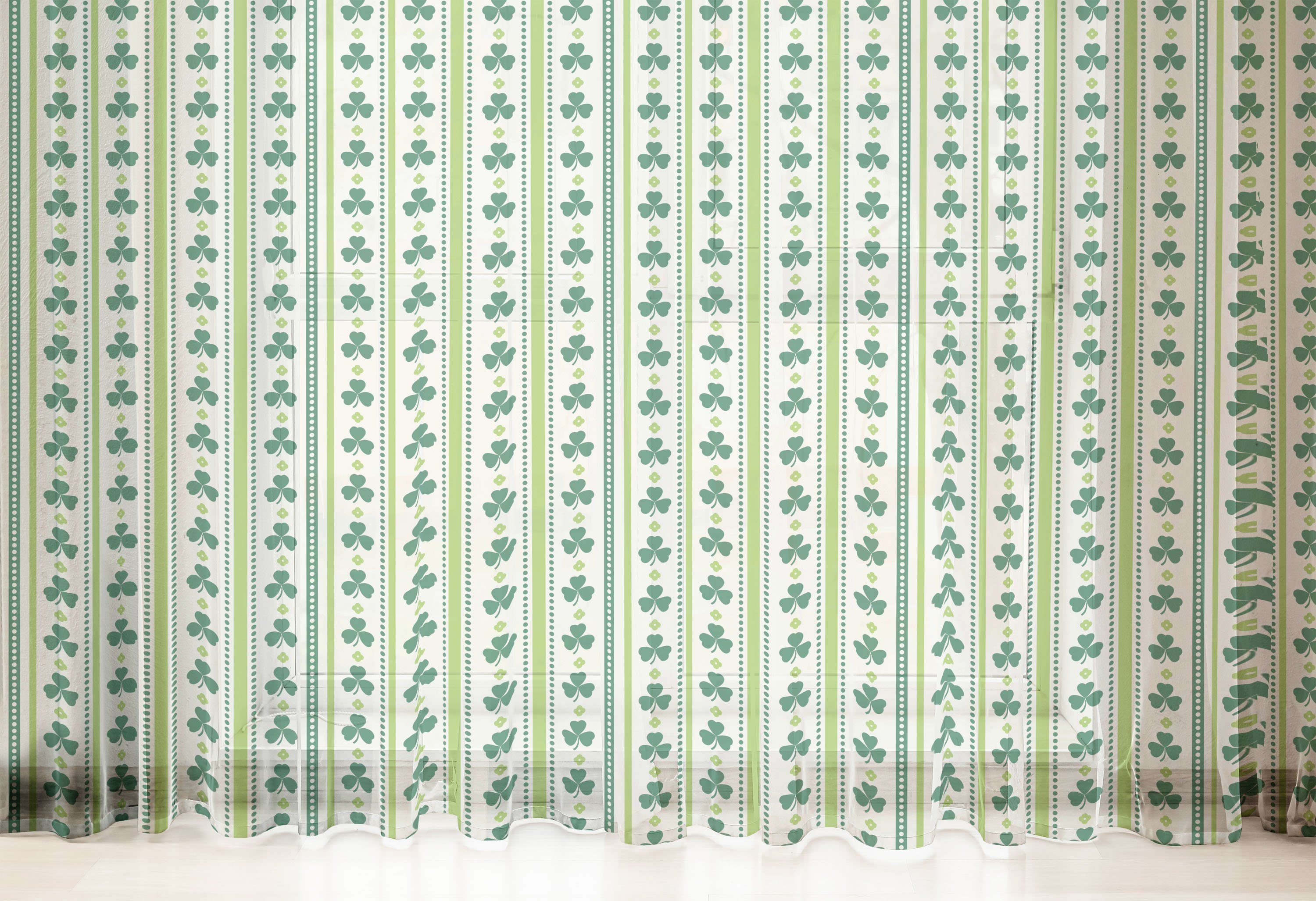 Gardine schiere Drapierung für Hochzeit Punkte Panels, Blumen Irish Clovers Party Abakuhaus, 2 Linien