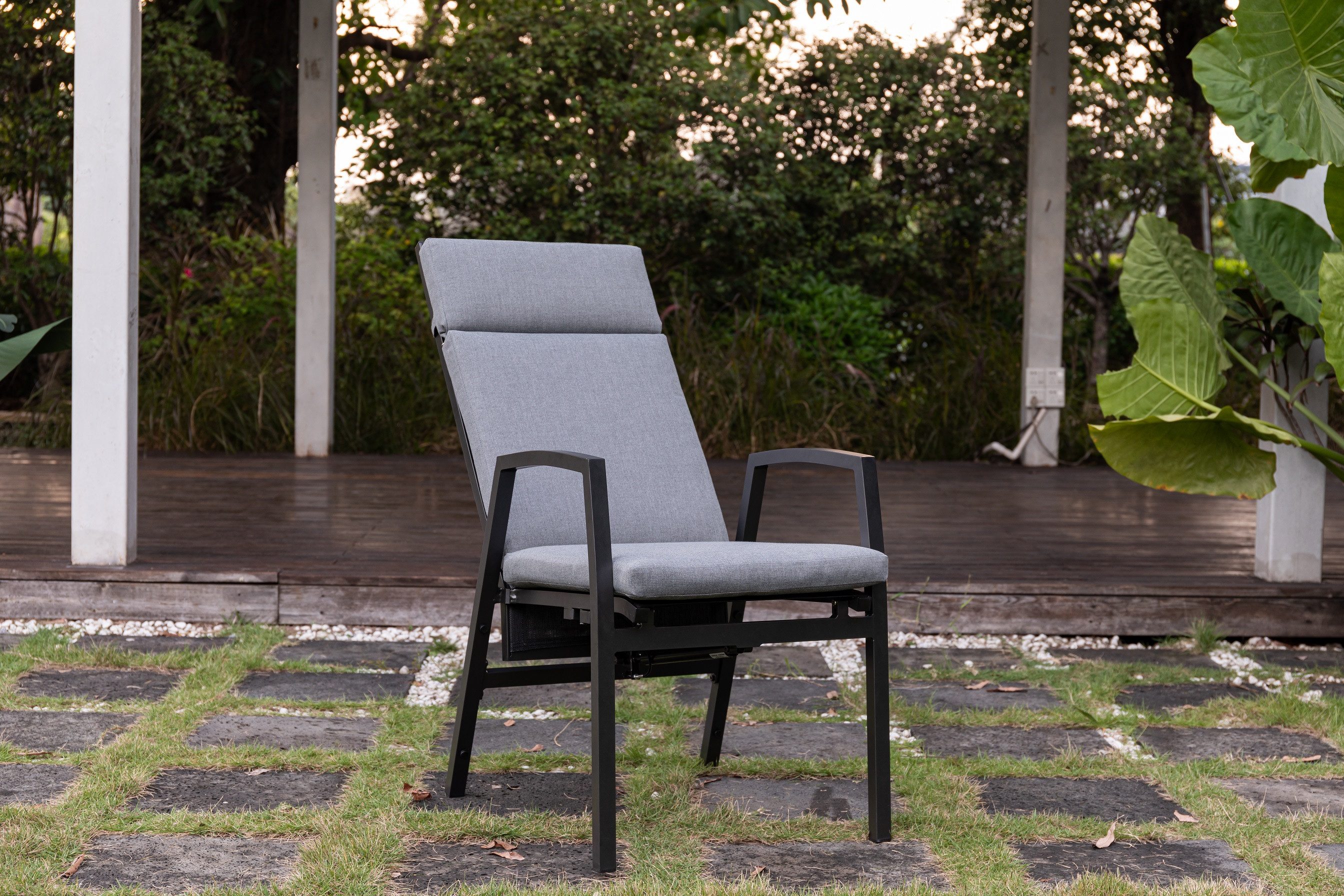 Gardissimo Gartenstuhl 2 er Set Vigo Lounge Stuhl Dining Alu Move Stapelstuhl (Spar-Set, 2 St), verstellbare Rückenlehne stapelbar wetterfest 120 kg Tragkraft