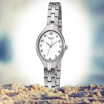 Regent Quarzuhr Regent Damen Uhr F-1162 Metall Quarz, (Analoguhr), Damen Armbanduhr oval, mittel (ca. 35mm), Metallarmband