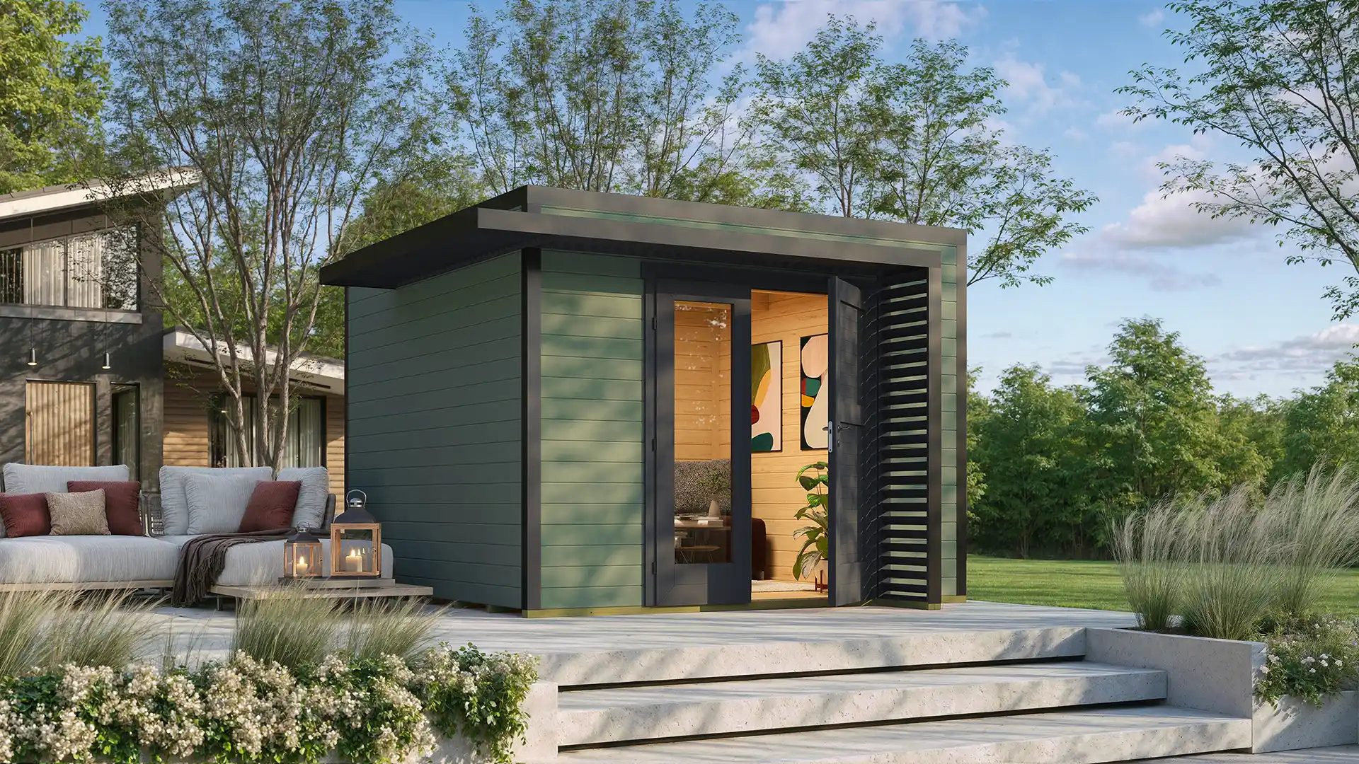 weka Gartenhaus Amberley, BxT: 350x350 cm, verschiedene Farben
