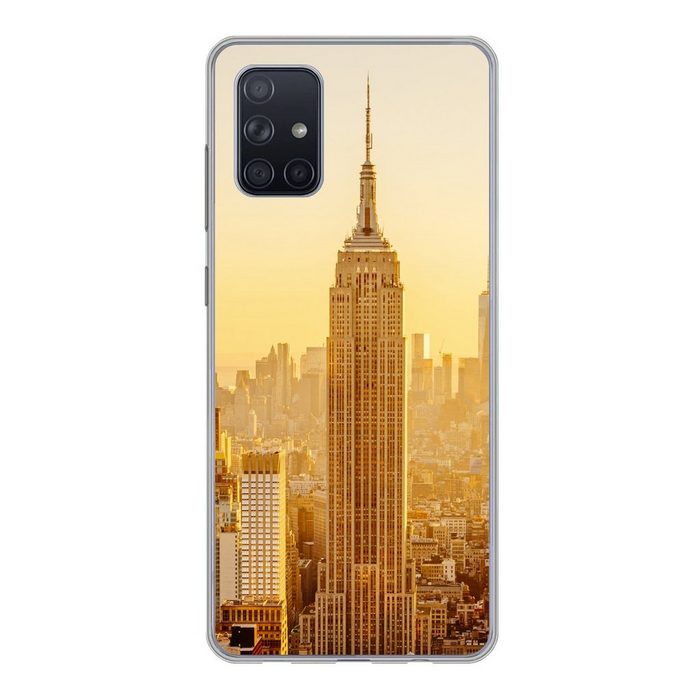 MuchoWow Handyhülle Goldener Sonnenuntergang am Empire State Building in New York Handyhülle Samsung Galaxy A51 5G Smartphone-Bumper Print Handy