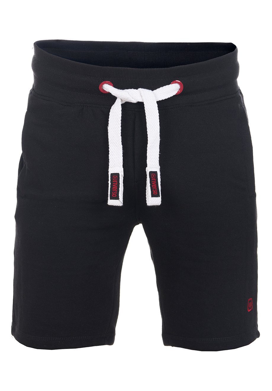 riverso Sweatshorts Herren Sportshorts RIVMoritz Regular Fit Bermudashort mit Kordelzug Black-Formula Red (64011)