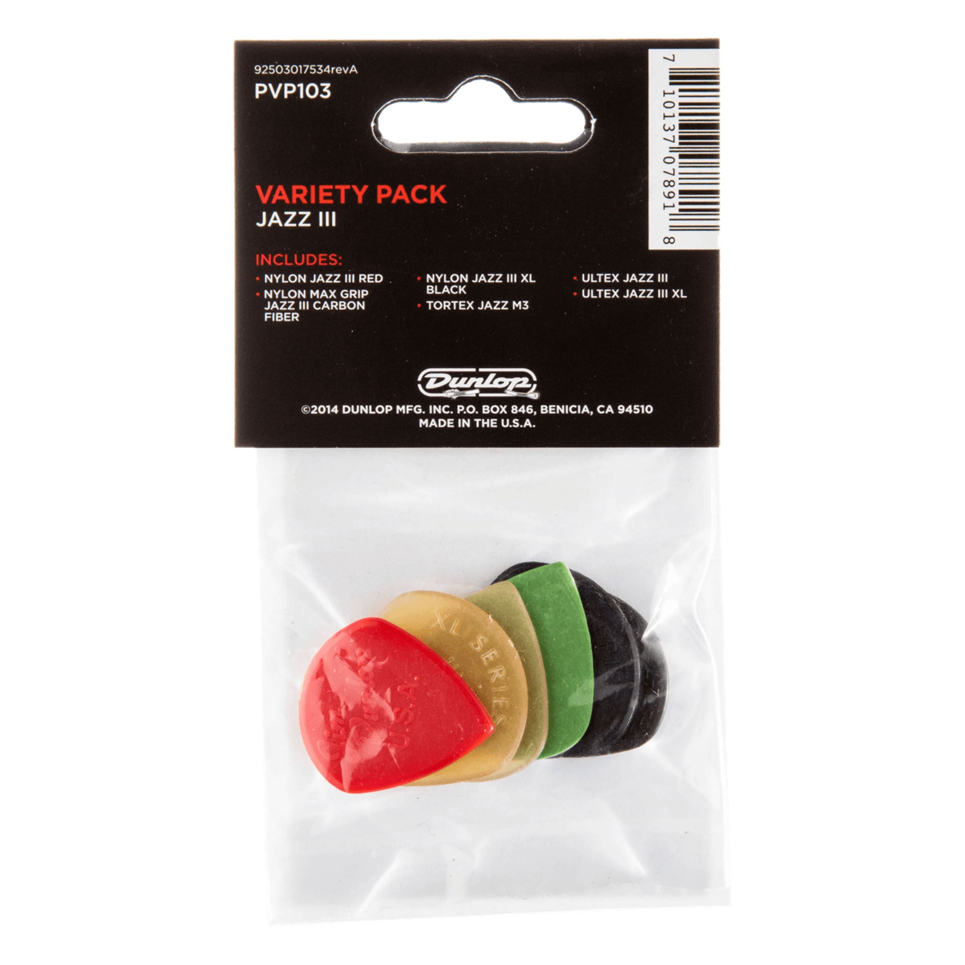 Dunlop Plektrum, PVP 103 Jazz III Pick Variety Pack - Plektren Set