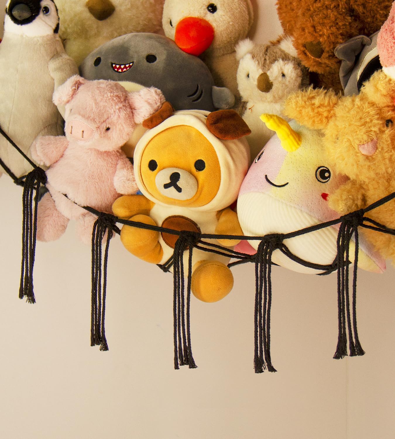 FOUORTUNATE-BEE Hängekorb Plüschtier Hängematte Ecknetz für Kinderzimmer Deko Mehrere Farben, Handgewebtes Spielzeugnetz zur Aufbewahrung von Kuscheltieren