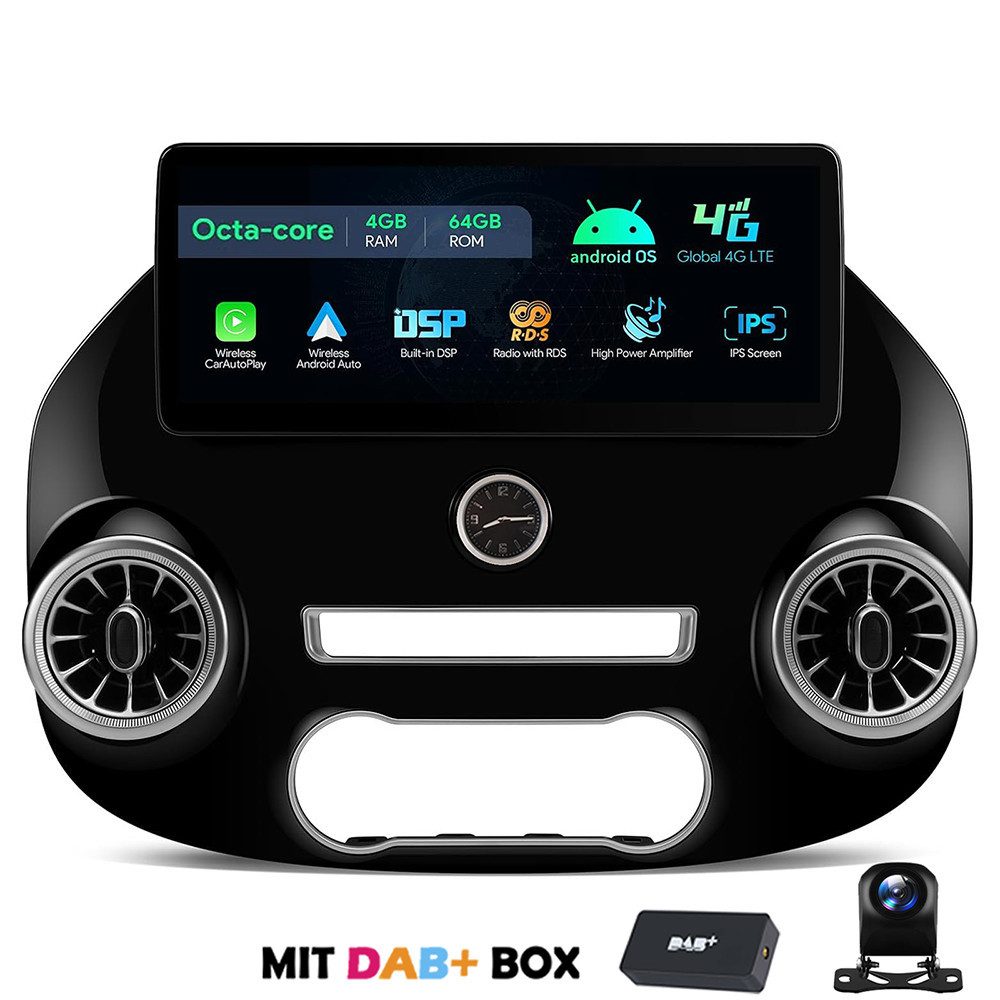 A-Sure 12.3" 4+64G Android 15 Carplay Für Mercedes Benz Vito W447 2014-2023 Autoradio (Digitalradio (DAB), FM, AM, RDS, 12.3 Zoll /2K /1920*720 IPS Screen)