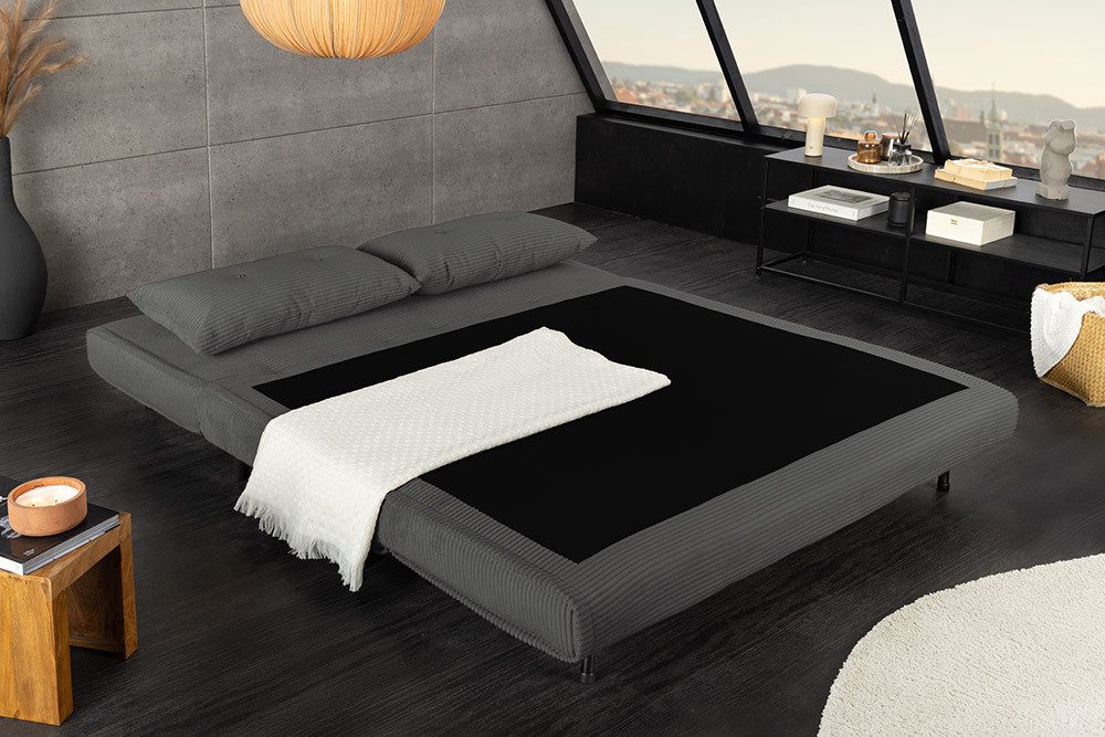 riess-ambiente Relaxsessel SMART MULTIFUNCTION 140cm grau - Cord, Bettfunktion, FSC-zertifiziert (Einzelartikel, 1-St), Ausziehbarer Schlafsessel - ideal für Arbeits-, Wohn- und Gästezimmer