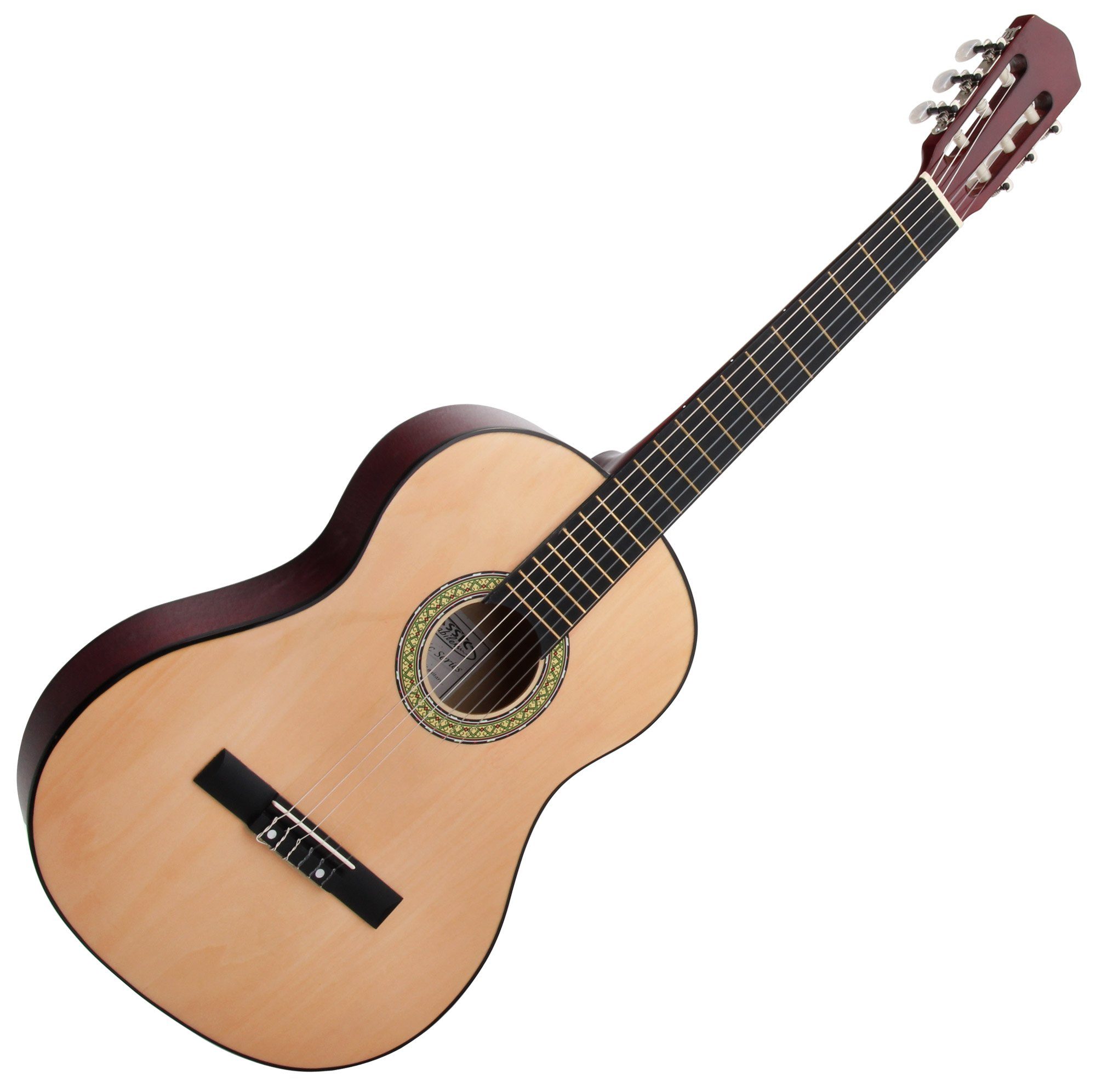 Classic Cantabile Konzertgitarre AS-851 Starter Set, 4/4, mit Gitarre, Tasche, Nylonsaiten, Schule, 3x Plektren und Stimmpfeife