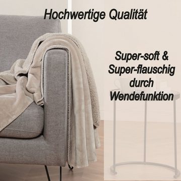 Wohndecke Wendedecke Teddyfleece, Bestlivings, Kuscheldecke XXL 150x200cm - Flanell Sherpa-Fleece, Dicke Sofadecke