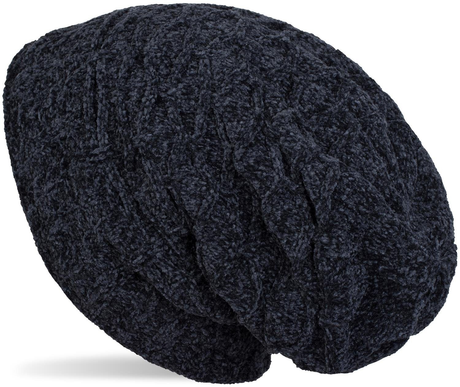 styleBREAKER Strickmütze Chenille Beanie Mütze mit Waben Muster (1-St)
