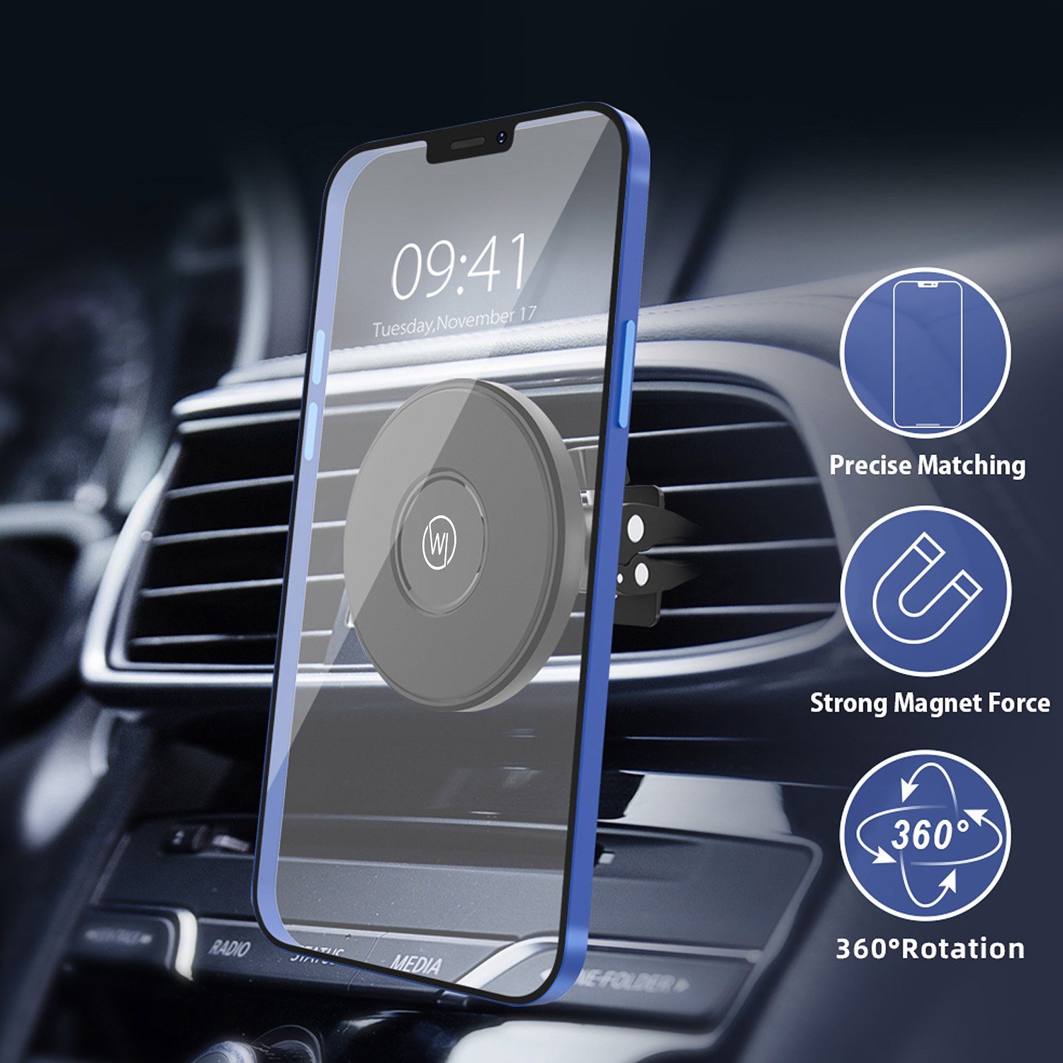 Wicked Chili Smartphone-Halterung KFZ MagSafe Lüfter Autohalterung für iPhone 17 16 15 14 13, (1er Set, 2-tlg., 2in1 Autohalterung & MagSafe Wireless Ladeadapte – Bild 5 von 5