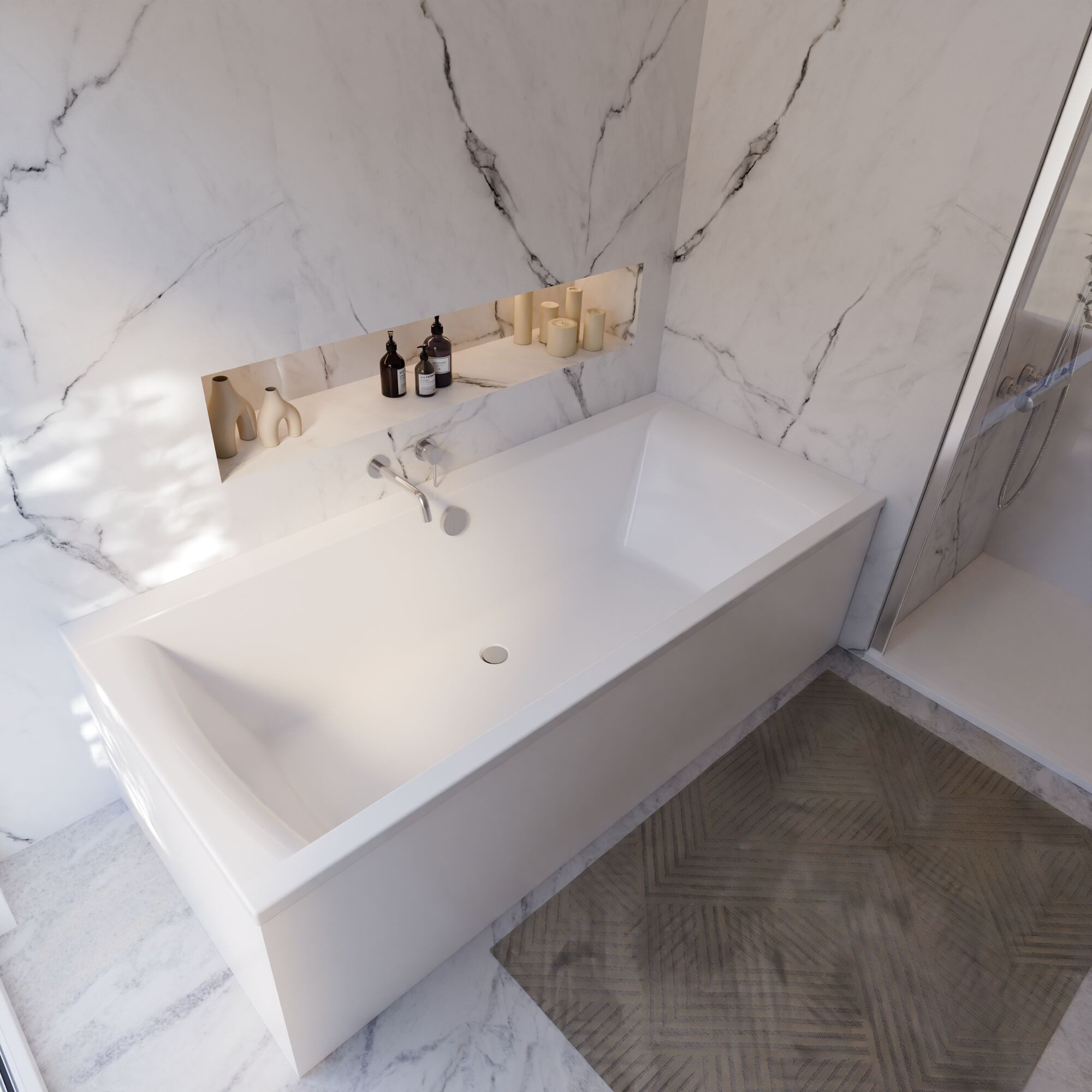 Schulte Badewanne Rechteck Onda, 200x90 cm Sanitäracryl Weiß Komplett-Set mit Wannenträger und Ablauf