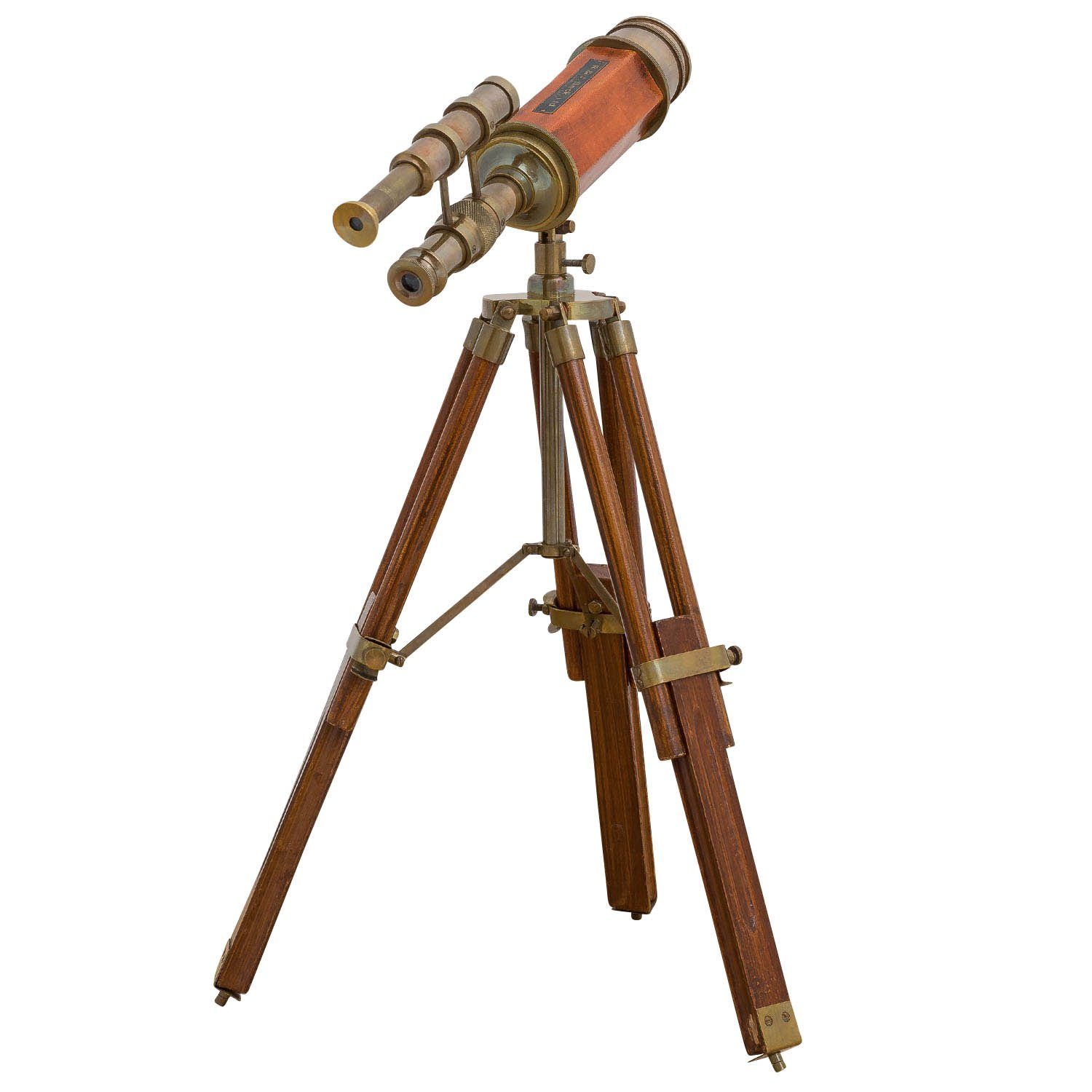 Aubaho Teleskop Messing Doppel-Teleskop Fernglas Holz-Stativ mit Fernrohr Antik-Stil
