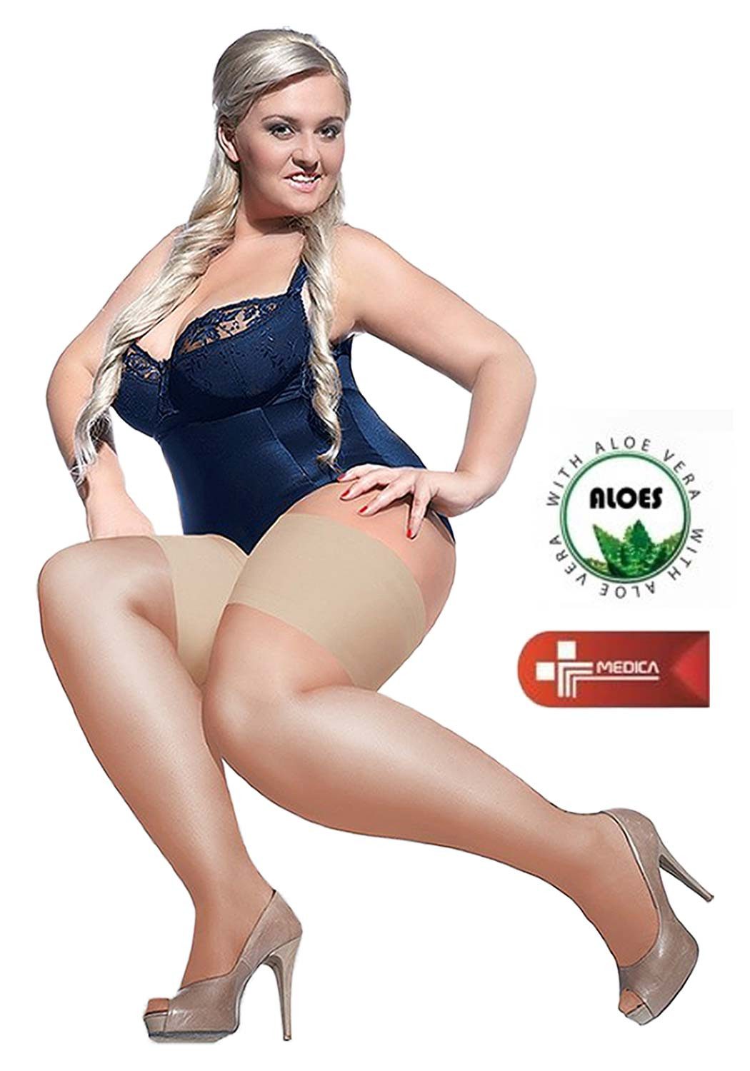 Adrian Hosiery Halterlose Strümpfe Oberschenkelbänder Plain Band (Packung, 1-Paar, 1 Paar) eleganter Alltagshelfer