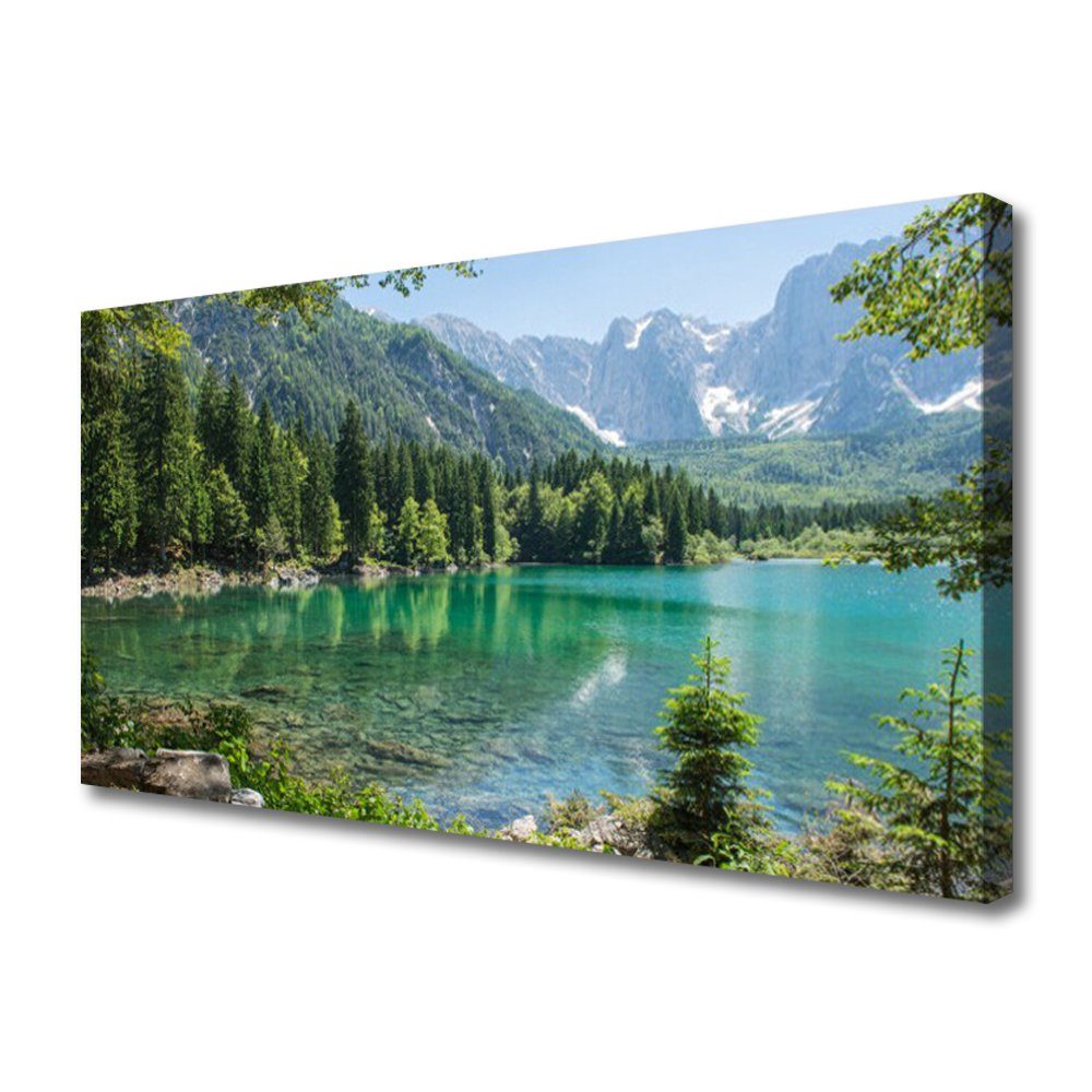 Tulup Leinwandbild XXL Wandbilder Leinwandbilder Bilder Canvas Bild 100 cm x 50 cm, Berge See Wald Natur, Leinwandbild