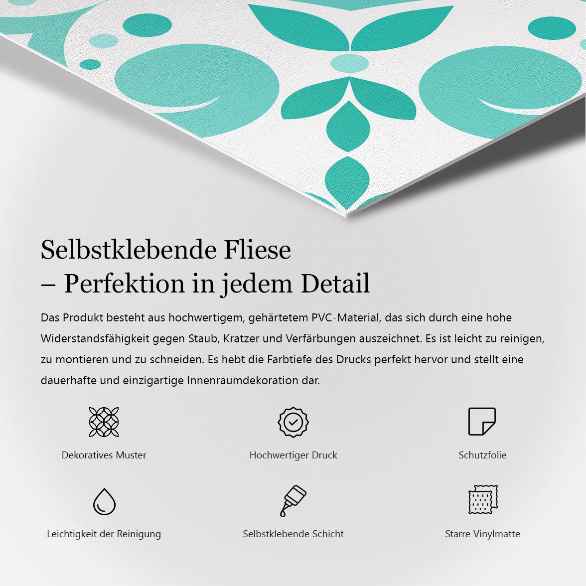 Tulup Wandtattoo Fliesen Aufkleber Blumenmuster mit Details Vinylfliesen (20 St)