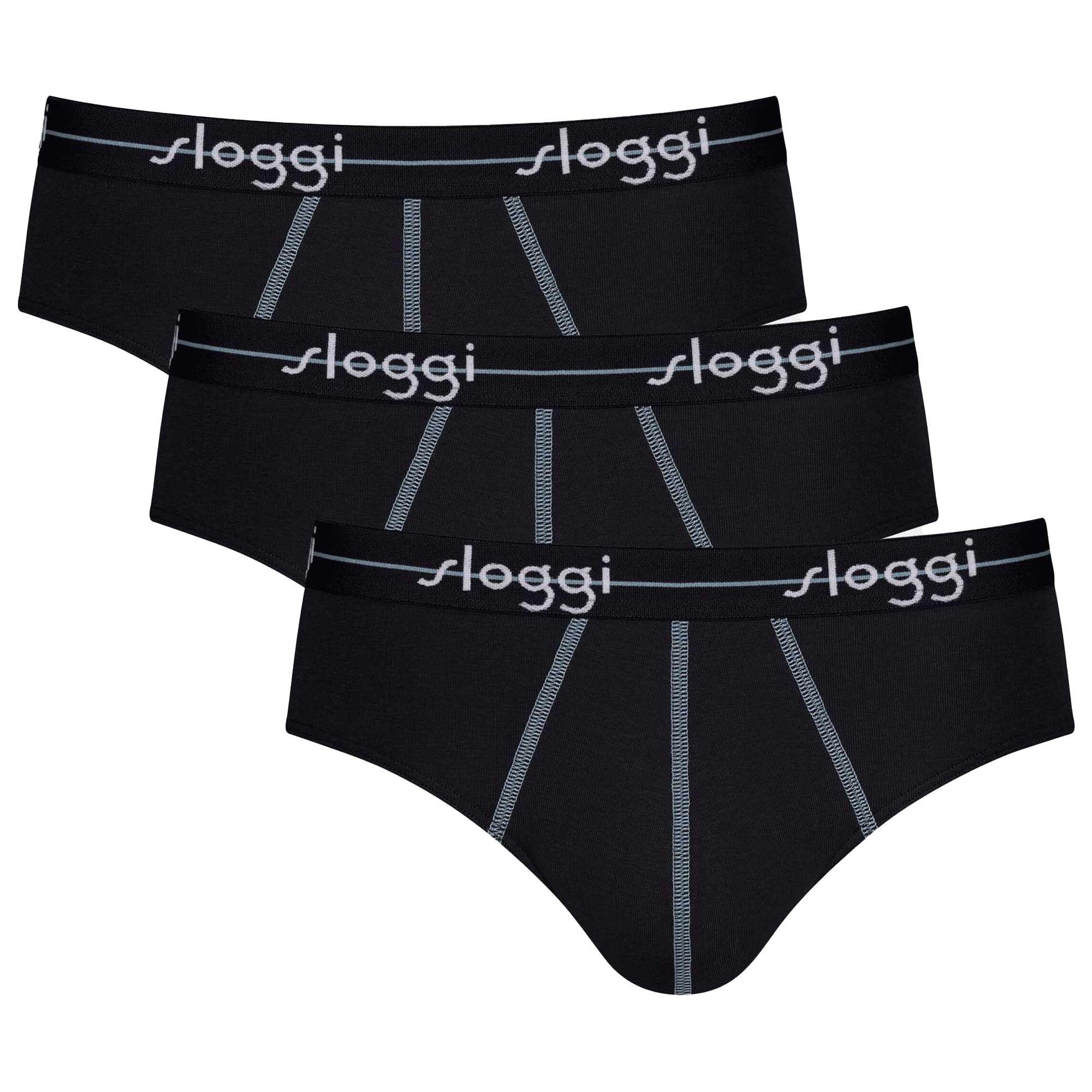 sloggi Slip Herren Slips 3er Pack Start midi C3P box, bunt, schwarz