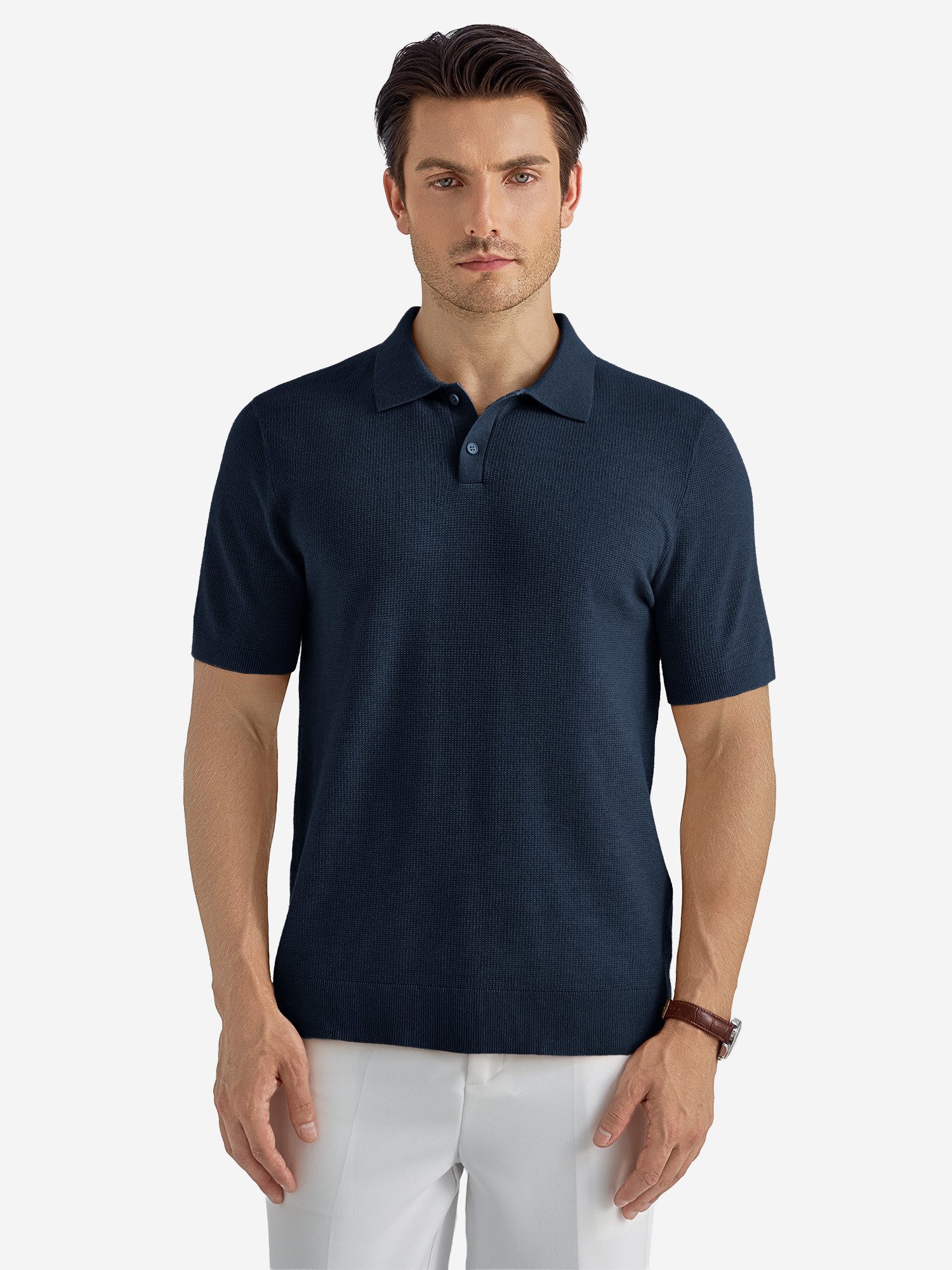 VANTORY Poloshirt Herren Strickpolo (Packung, 1-tlg., 1per-Pack) mit Strukturmuster