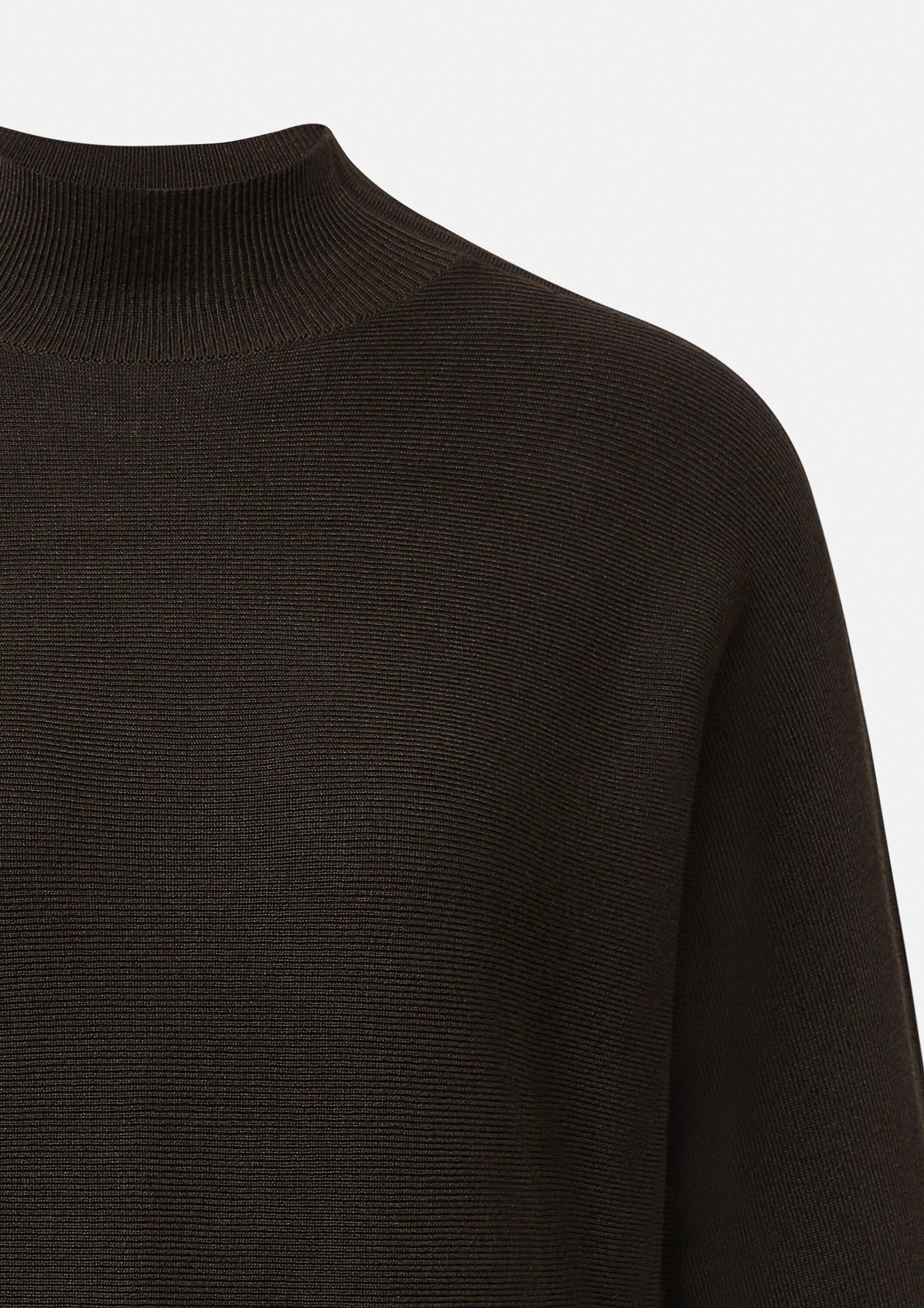 comma Longpullover Strickpullover Viskosestretch-Pullover mit Rippdetails