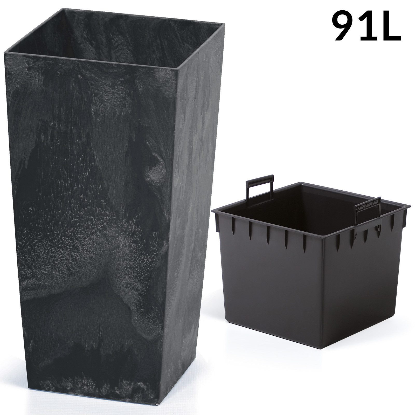 Deuba Pflanzkübel, 91L 75x40x40 cm Betonoptik Inkl. Einlegeboden Indoor Outdoor