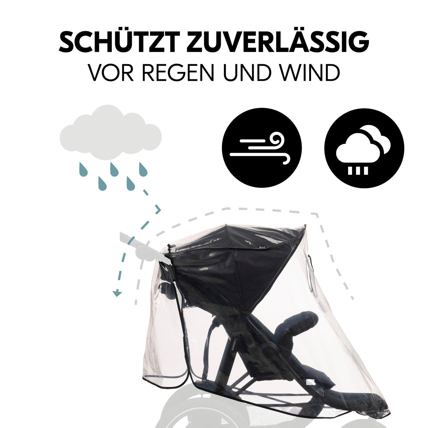 Hauck Kinderwagen-Regenschutzhülle Pushchair Raincover 3W, für 3-Rad-Buggy