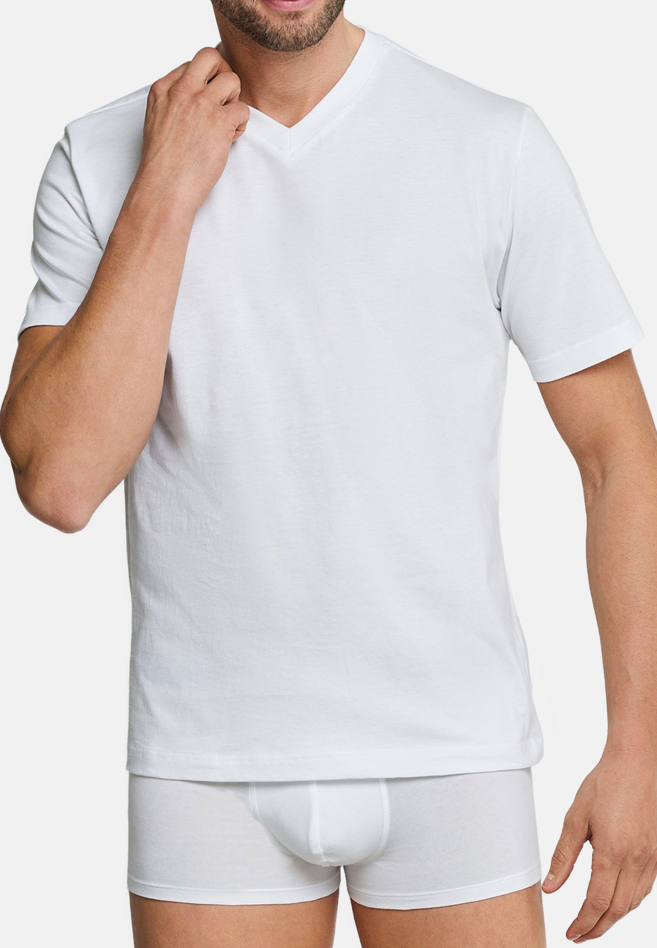 Schiesser Unterhemd 4er American Kurzarm Shirt Baumwolle Weiß (Spar-Set, - Unterhemd / - Pack 4-St)