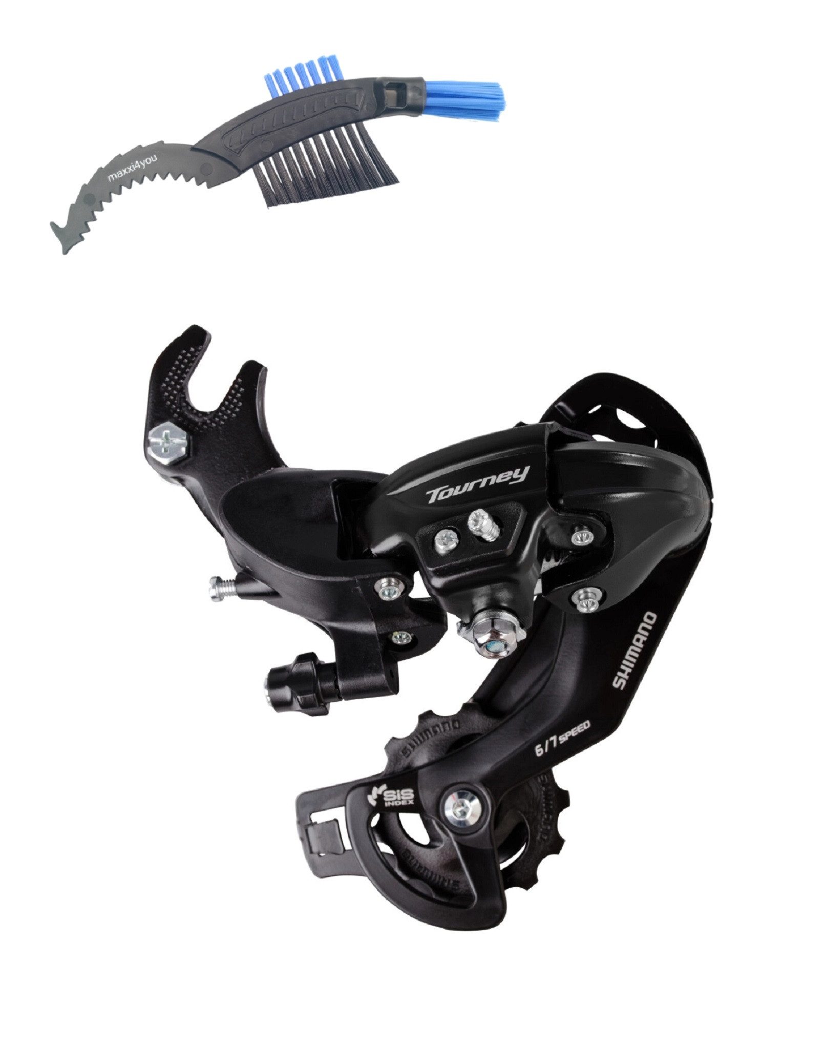 maxxi4you Schaltwerk Shimano Tourney RD-TY300B Schaltwerk 6/7-fach SGS mit Halter inkl. KB