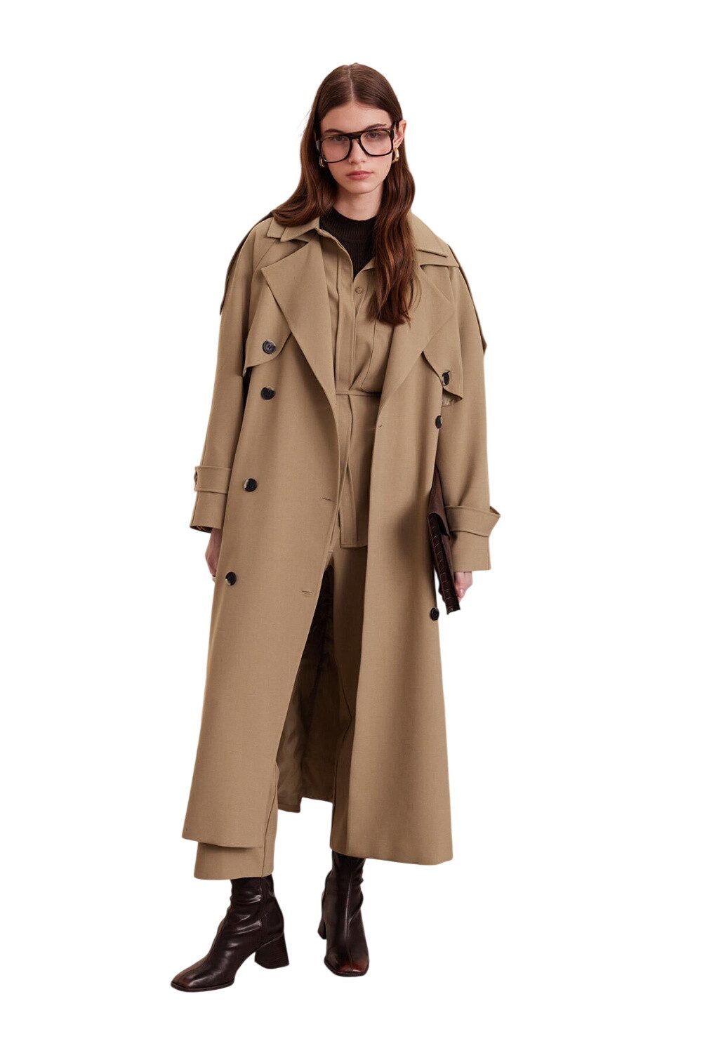 MANUKA Trenchcoat Premium Übergröße Schwarzer Trenchcoat