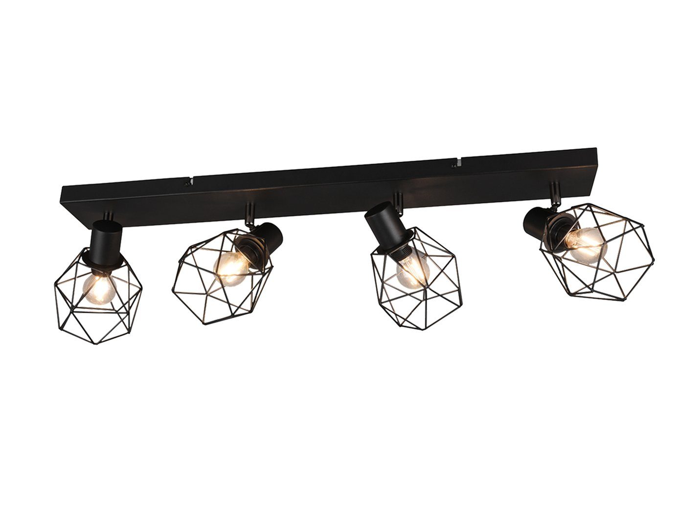 Gitter ohne Leuchtmittel, Jugendzimmer Schwarz, Deckenspots, meineWunschleuchte Schwarz Industrie-Design matt Lampe mehrflammig 70cm