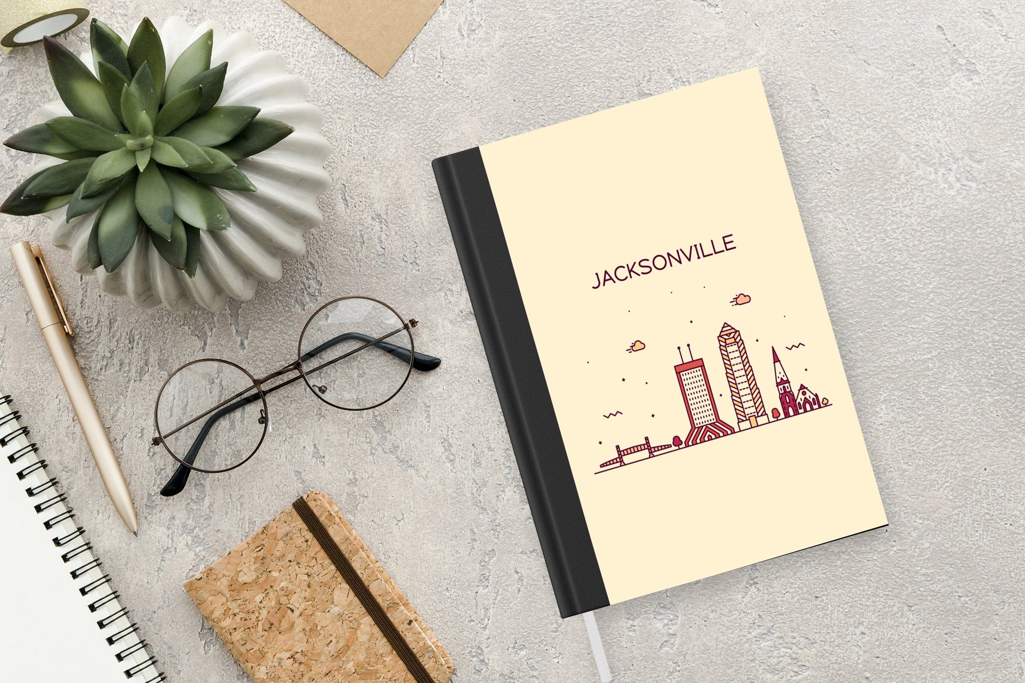 Staaten, Journal, Skyline Tagebuch, Merkzettel, Notizheft, MuchoWow Notizbuch - Seiten, Vereinigte Jacksonville - 98 A5, Haushaltsbuch