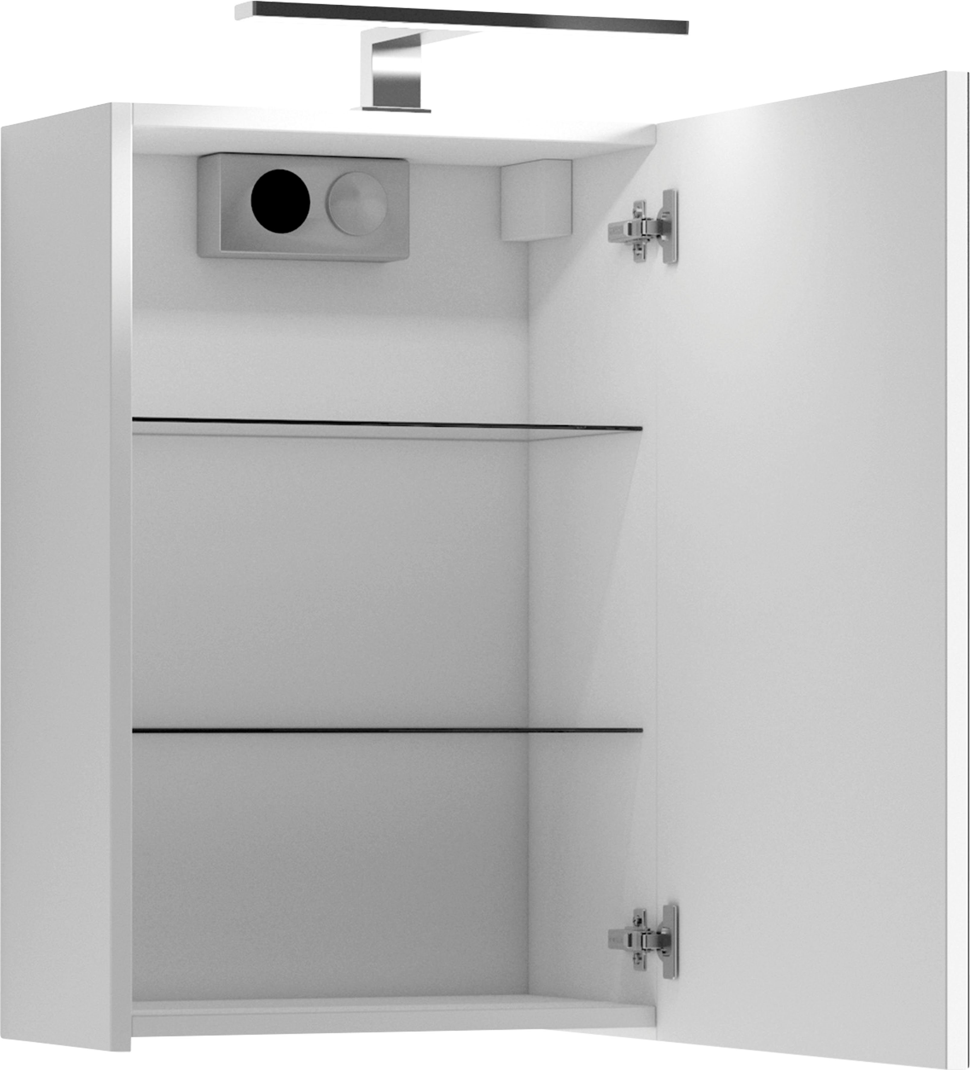 byLIVING Spiegelschrank Serie Spree, in vielen Breiten erhältlich Soft-Close, LED Beleuchtung mit Schalter- und Steckdosenbox
