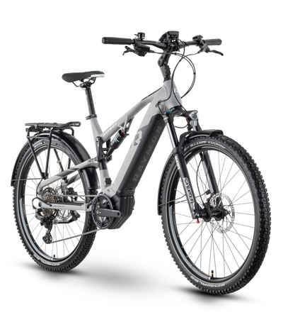 R Raymon E-Bike 27,5"x56cm CrossRay E FS 5.0 Grey M, 9 Gang Tektro RD-M350, 9-S Schaltwerk, Mittelmotor