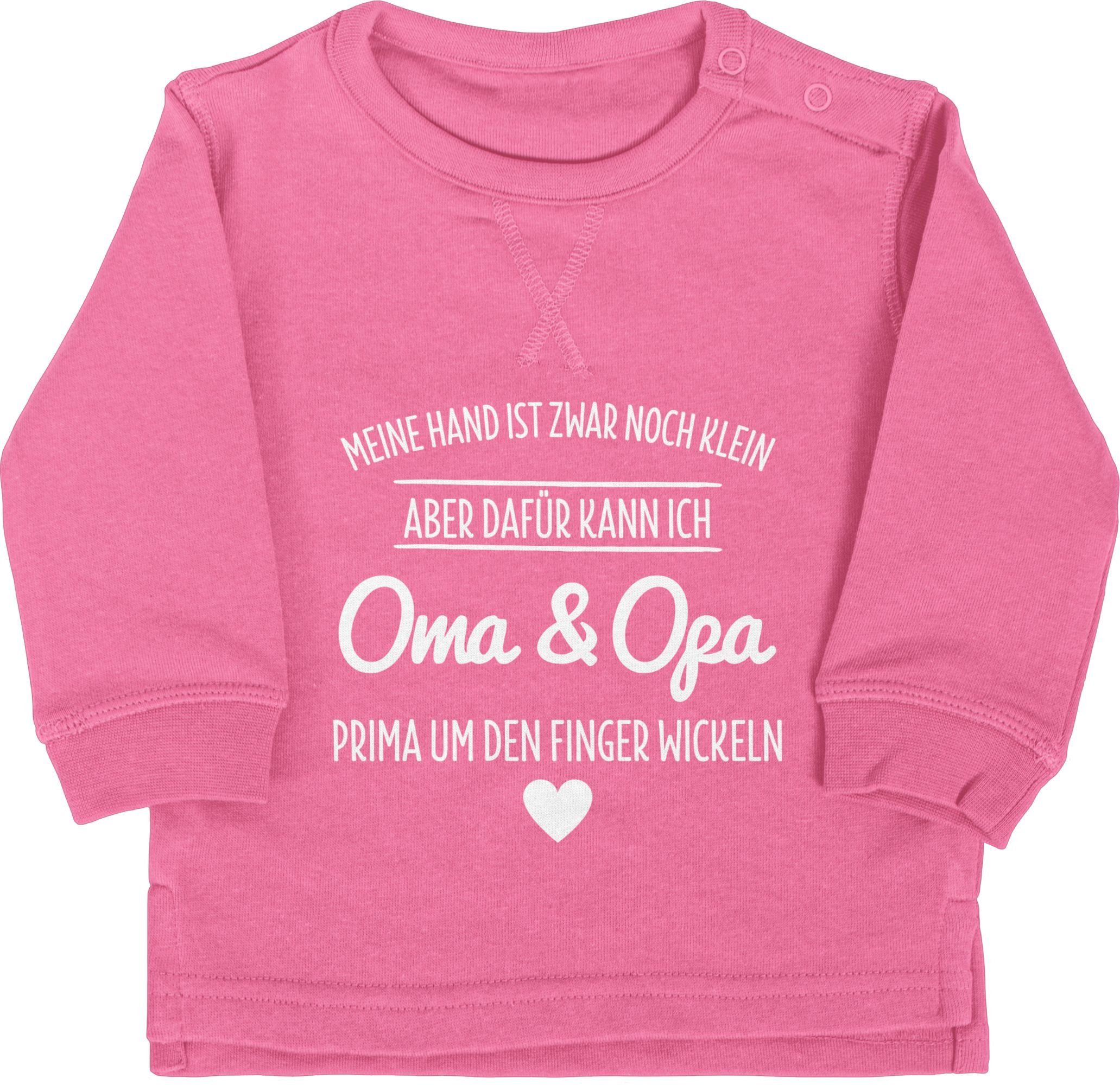 Shirtracer Sweatshirt Oma und Opa um den Finger wickeln Großeltern Sprüche Baby 2 Pink