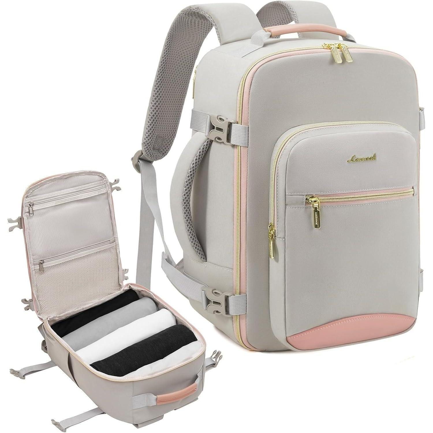 Reiserucksack Handgepäck Rucksack Reiserucksack 45x36x20 Grau+rosa 45x36x20cm