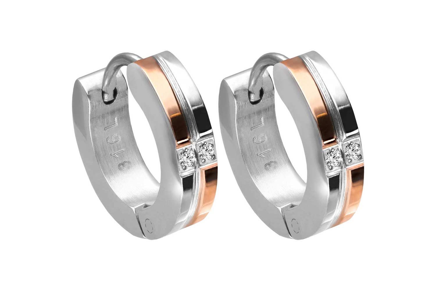 FILANGO Paar Creolen Chirurgenstahl Creolen ROSÉGOLDFARBENE STREIFEN + 2 KR günstig online kaufen