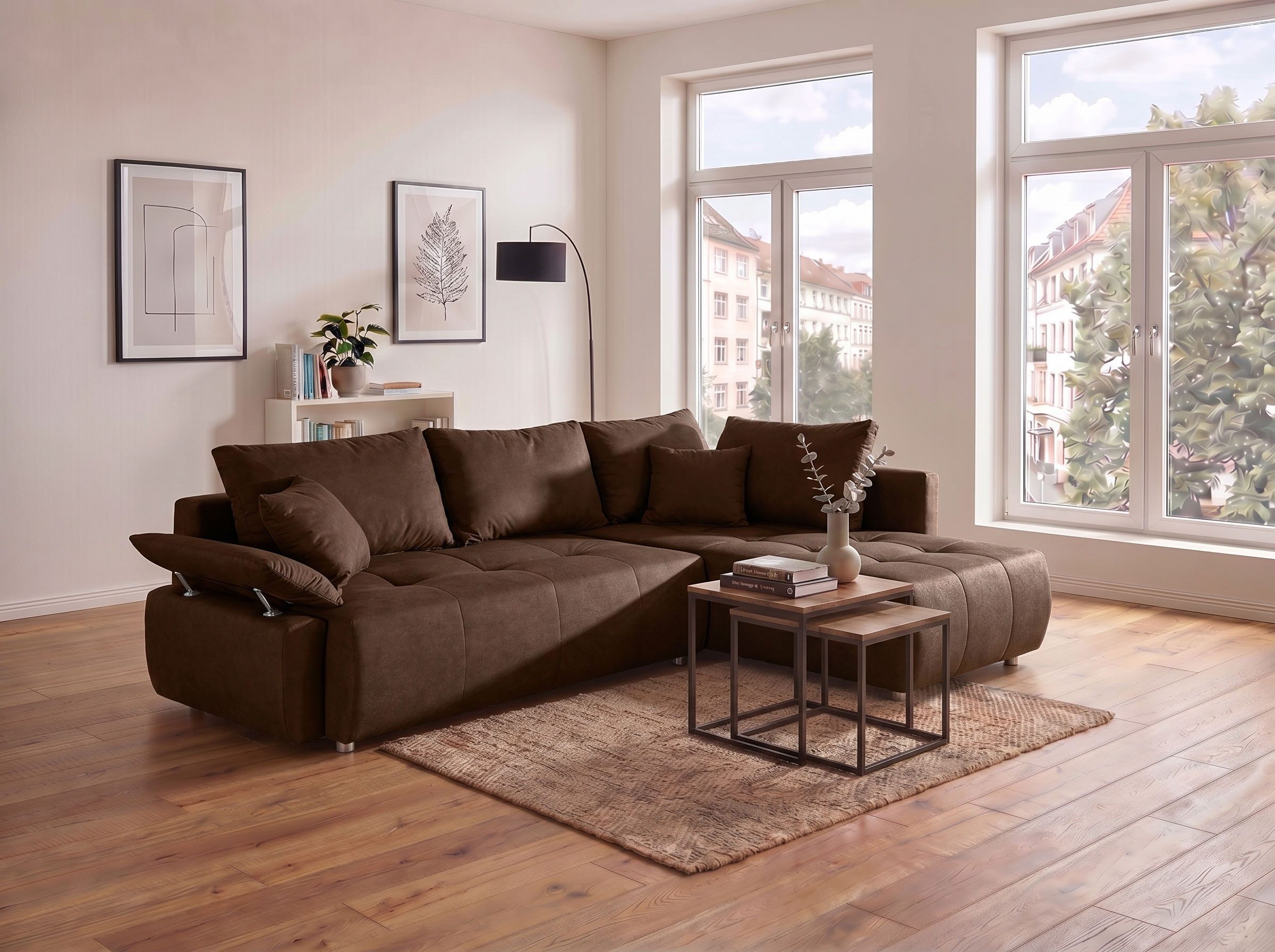COLLECTION AB Ecksofa Funtastic L-Form, B: 213 cm, Schlaffunktion, Bettkasten, auch in Cord, Armteilverstellung, Bonnellfederkern, frei stellbar