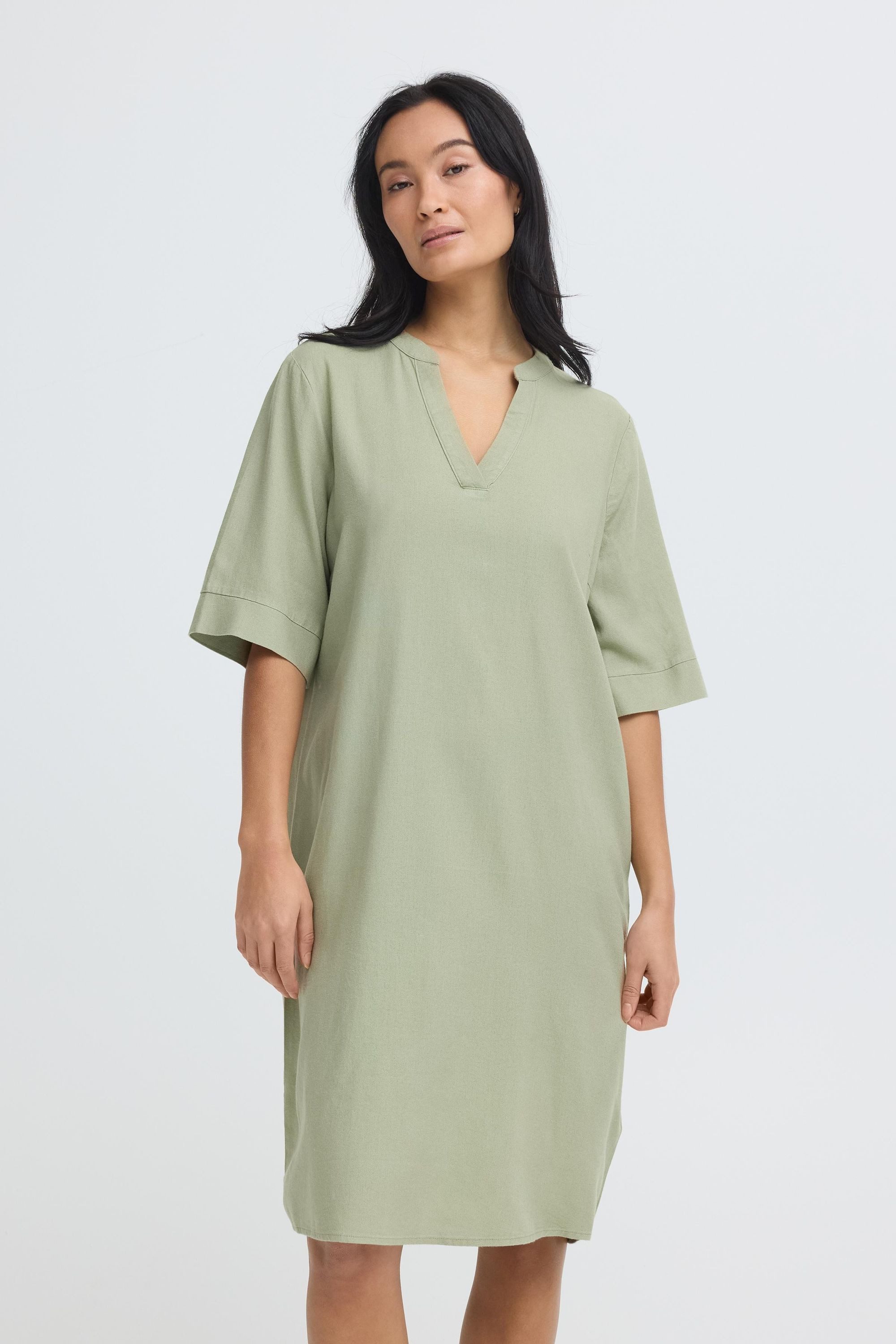 OXMO Minikleid OXNInna Modisches Kleid aus Leinen-Mix