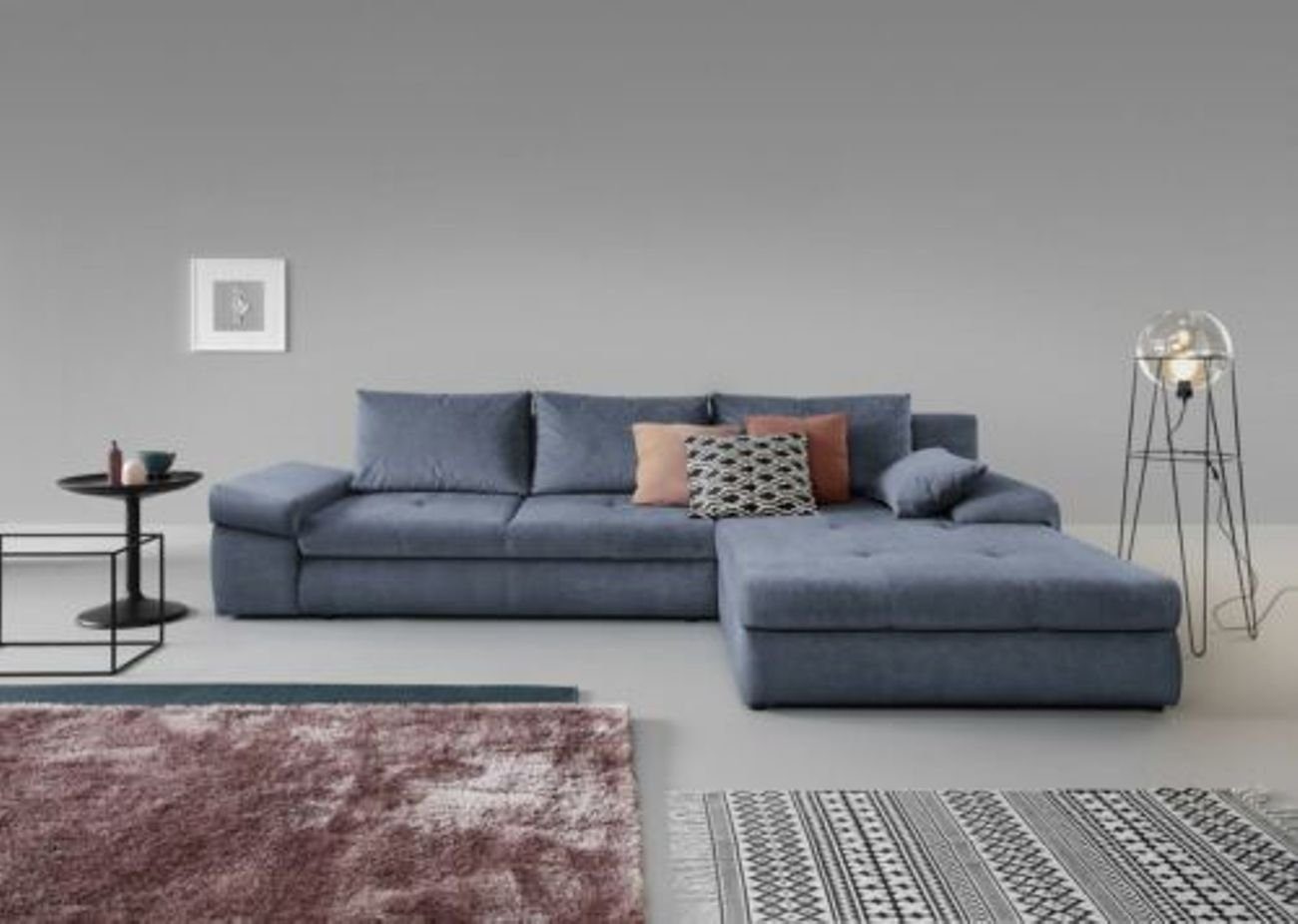 JVmoebel Ecksofa, Polstermöbel Sitz Farbe Ecksofa Textil L-Form Wohnzimmer Blau Couch