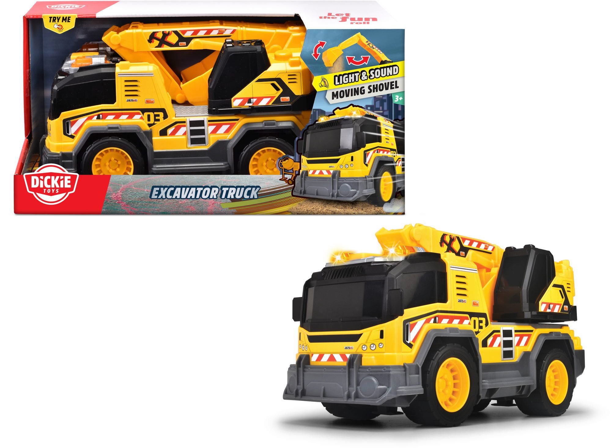 Dickie Toys Spielzeug-Bagger Dickie Spielfahrzeug Baustelle Bagger Auto Go Action Excavator Truck 2