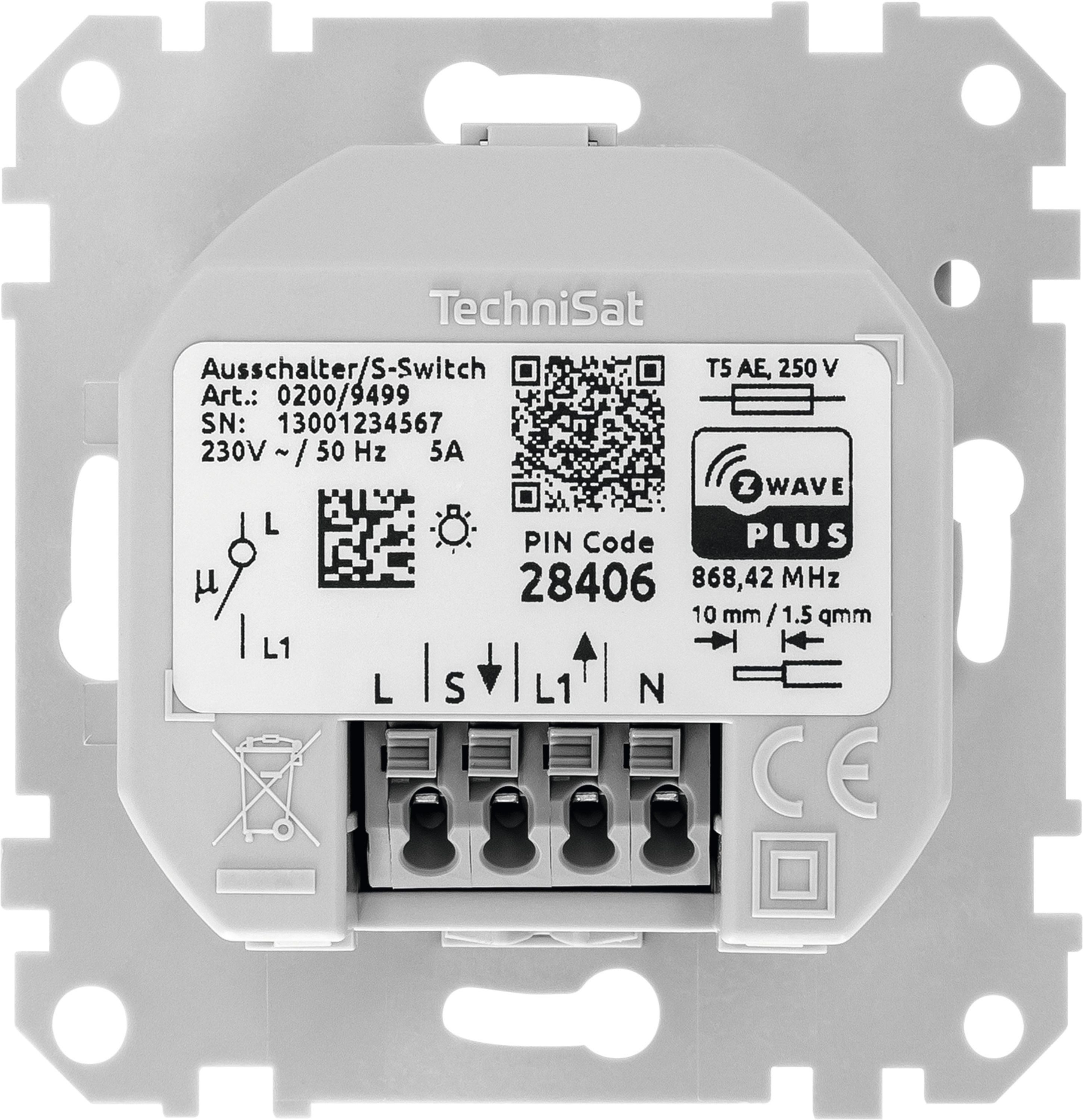TechniSat Ausschalter-Einsatz, Merten System M Unterputzschalter, Z-Wave Plus, Ermittlung vom Stromverbrauch, Zeitgesteuerte Szenen