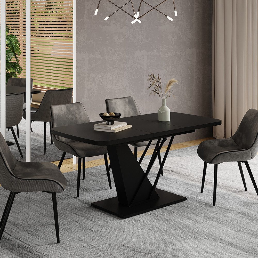 Vicco Esstisch Fenaro, Schwarz, 120-160 x 80 cm ausziehbar (1-St)