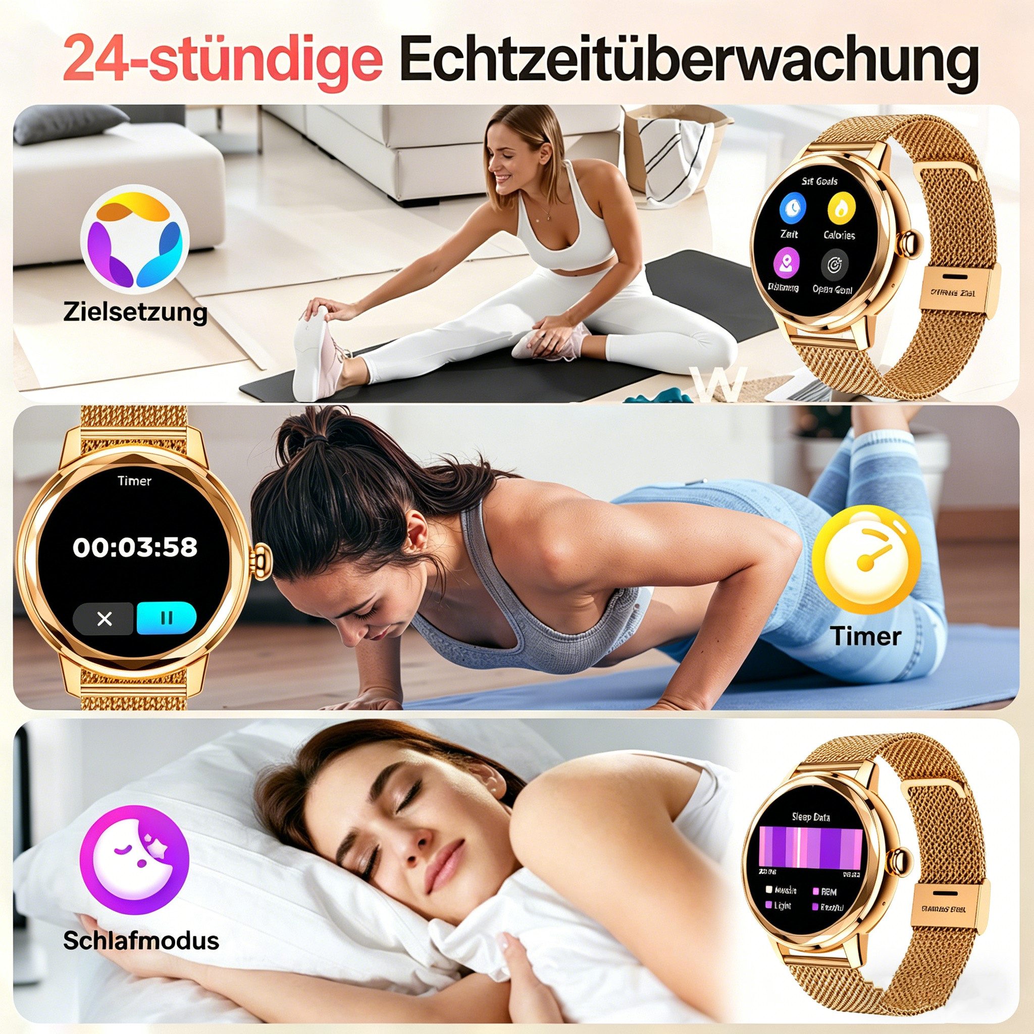 Vornix 2026 Neues Smartwatch Damen, Fitness Uhr mit Anruffunktion Smartwatch Smartwatch (Fitnessuhr mit Telefonfunktion/WhatsApp Notiz,Smartwatch Fitness Tracke – Bild 3 von 5
